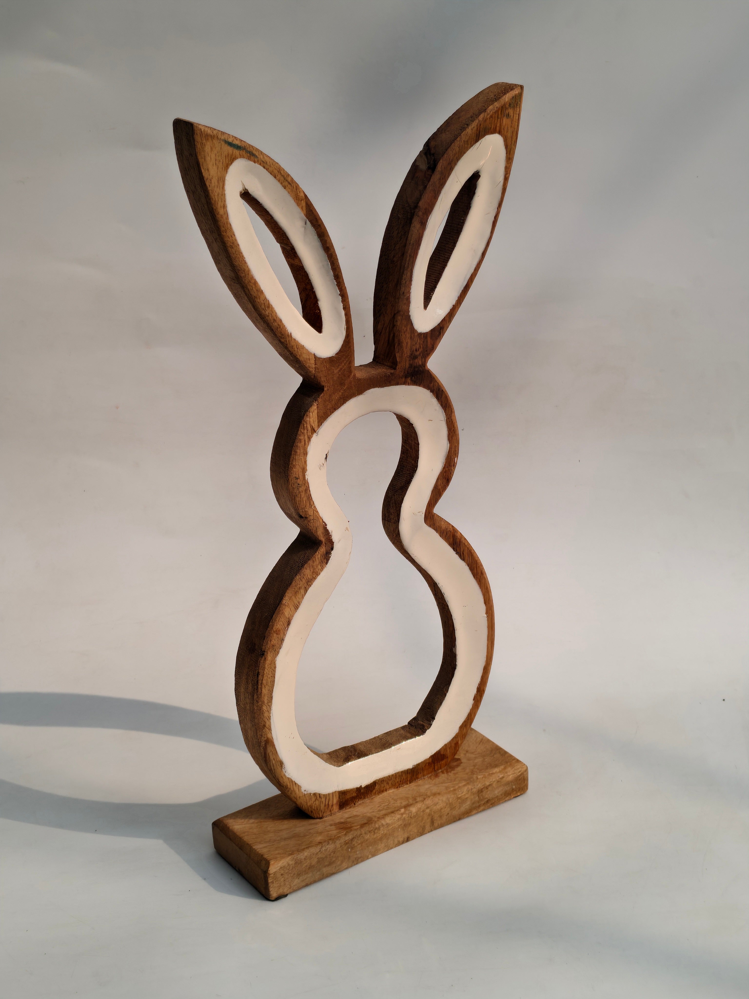 Handcrafted Wooden Bunny Silhouette – Rustic Tabletop & Festive Décor