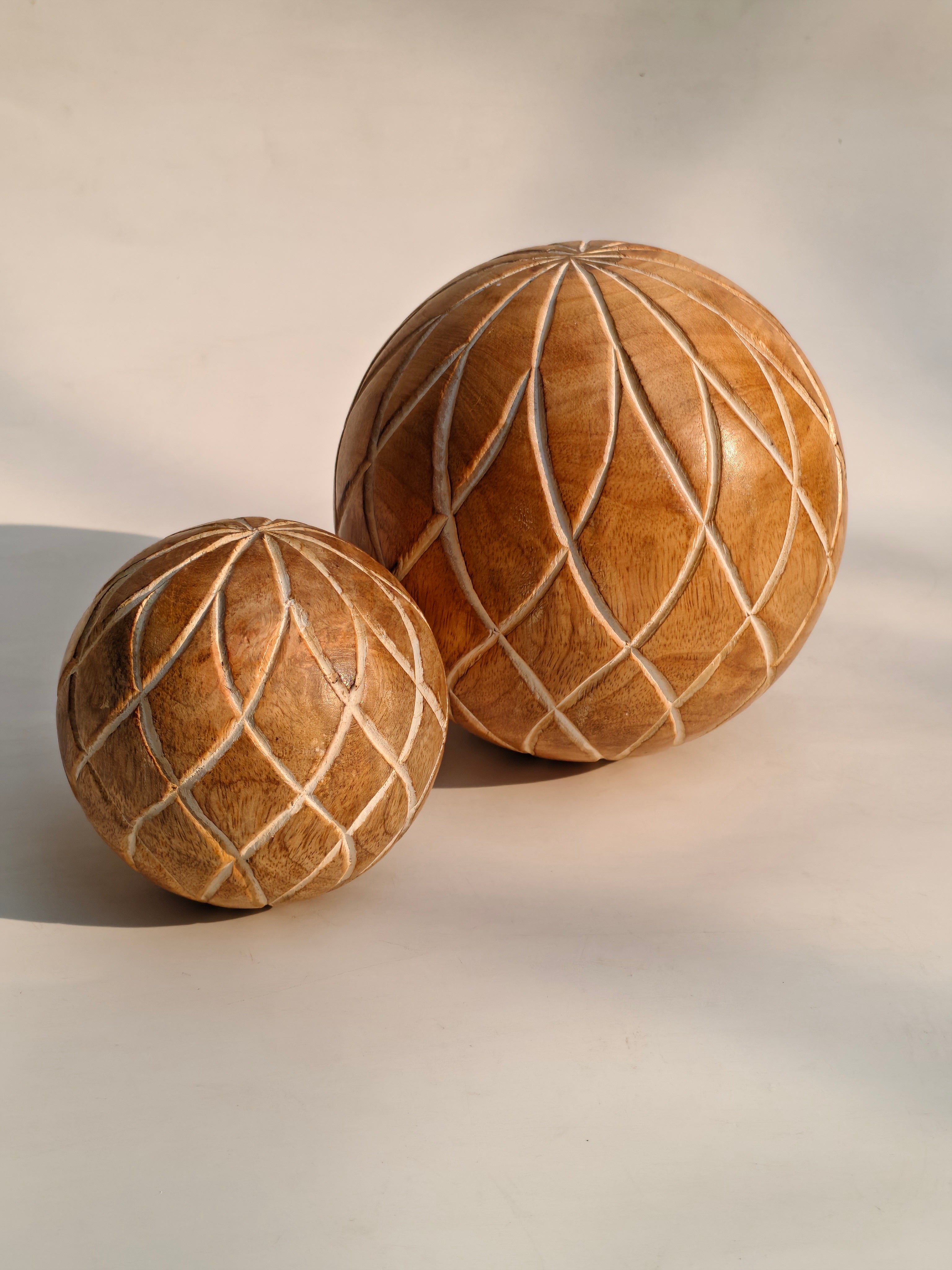 Handcrafted Wooden Decorative Sphere – Carved Accent Ball