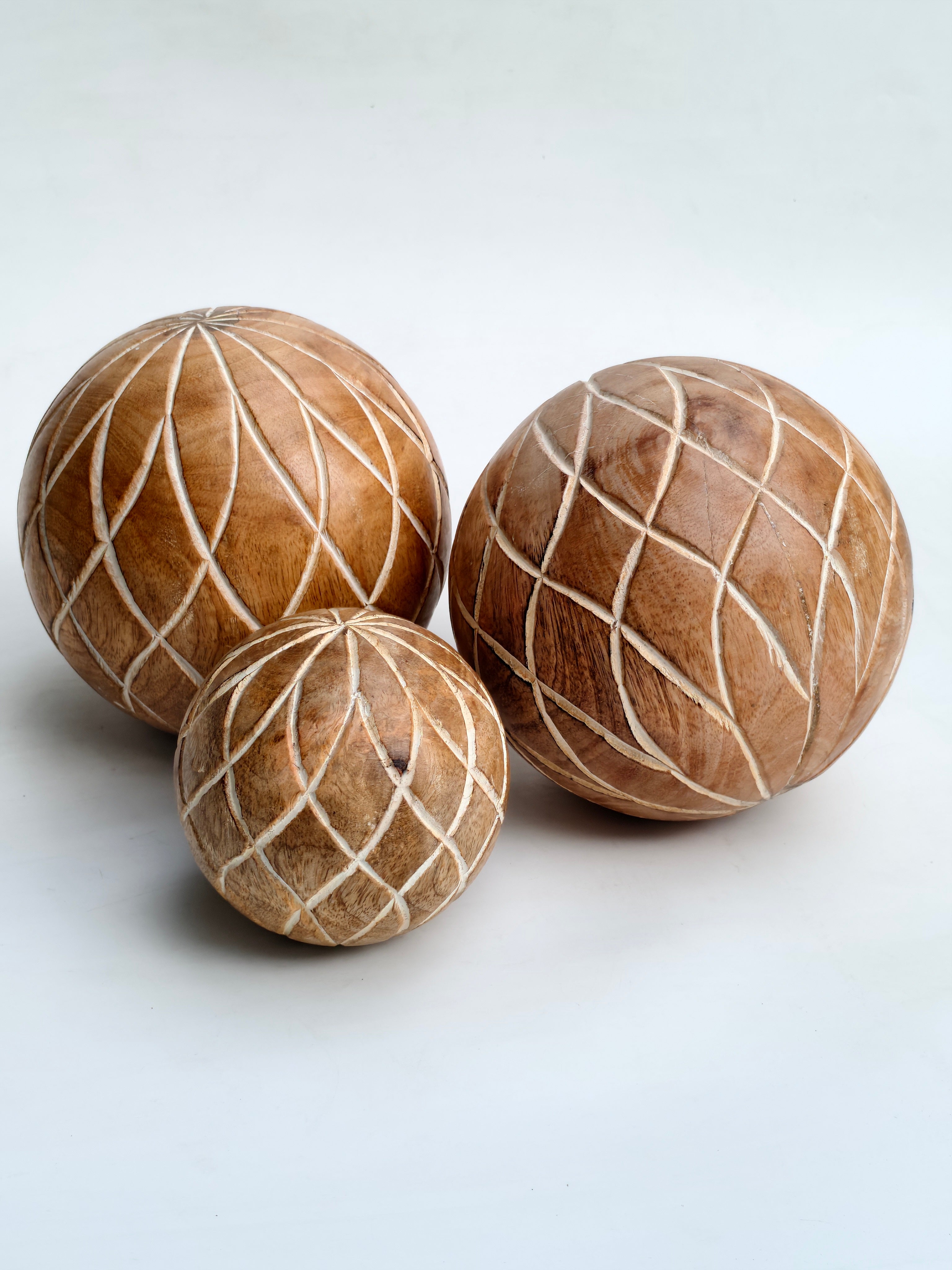 Handcrafted Wooden Decorative Sphere – Carved Accent Ball