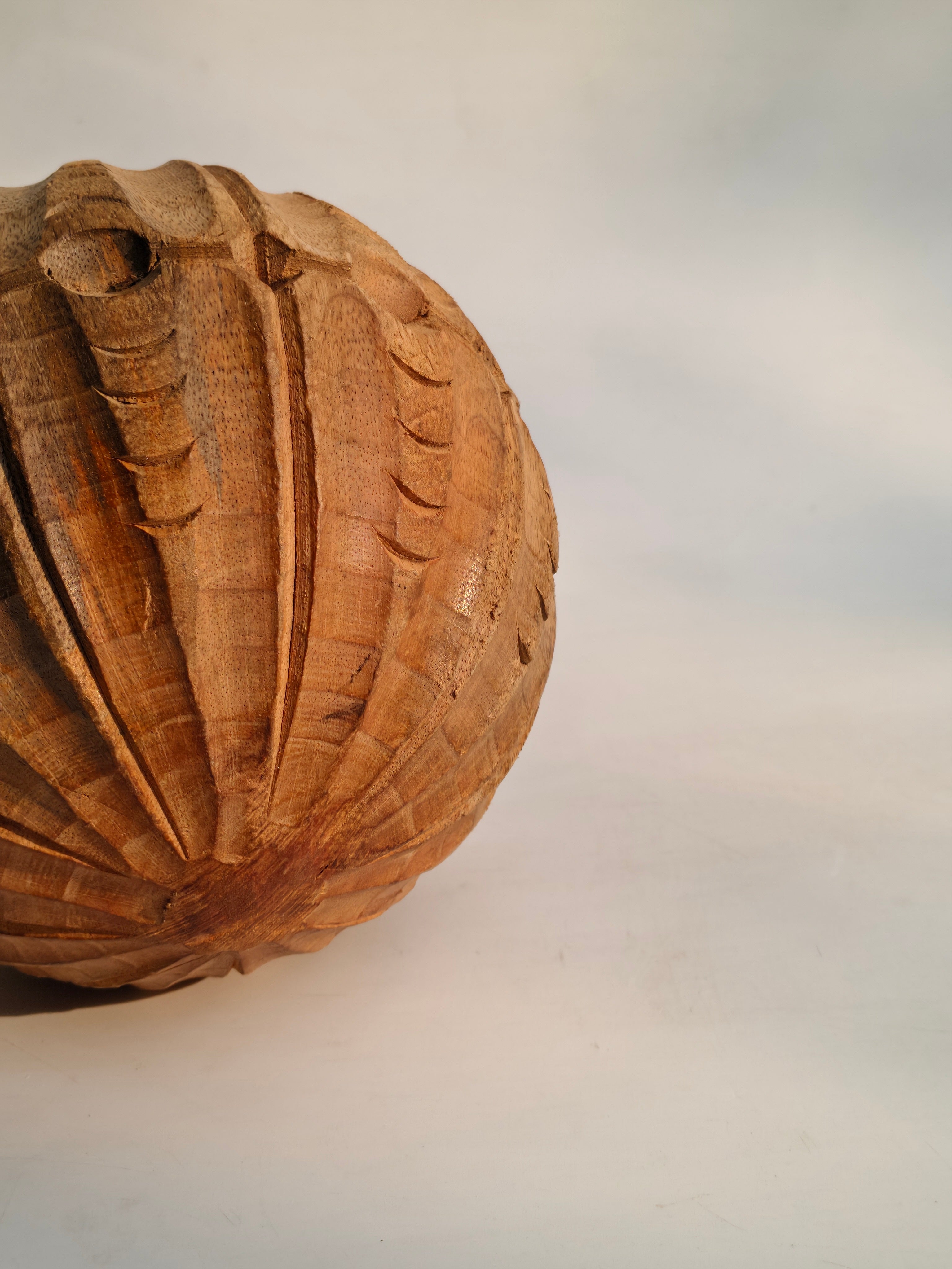 Hand-Carved Segmented Wooden Sphere