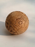 Hand-Carved Natural Wood Decorative Sphere