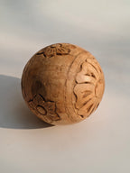 Hand-Carved Natural Wood Decorative Sphere