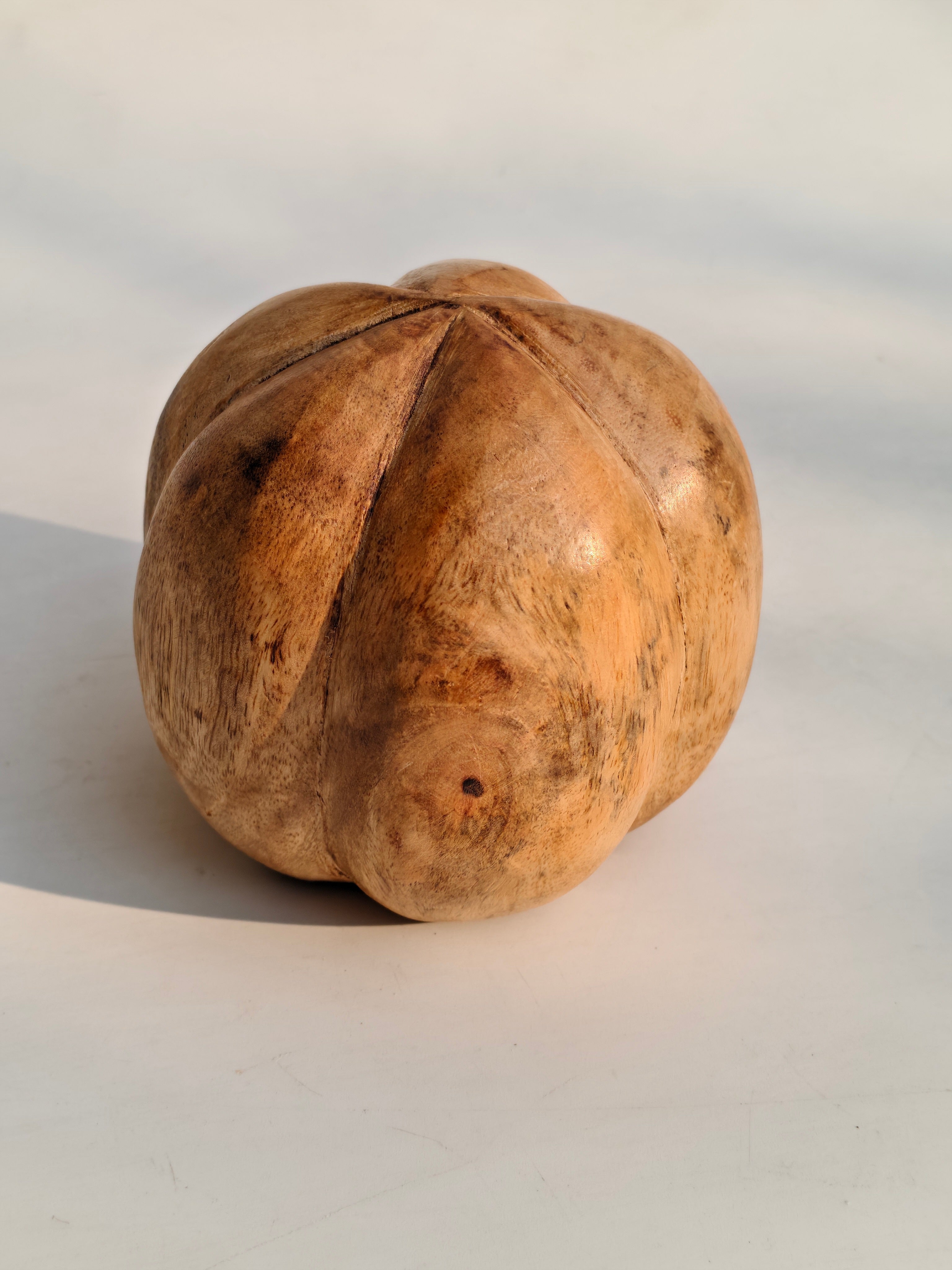 Hand-Carved Wood Decorative Sphere