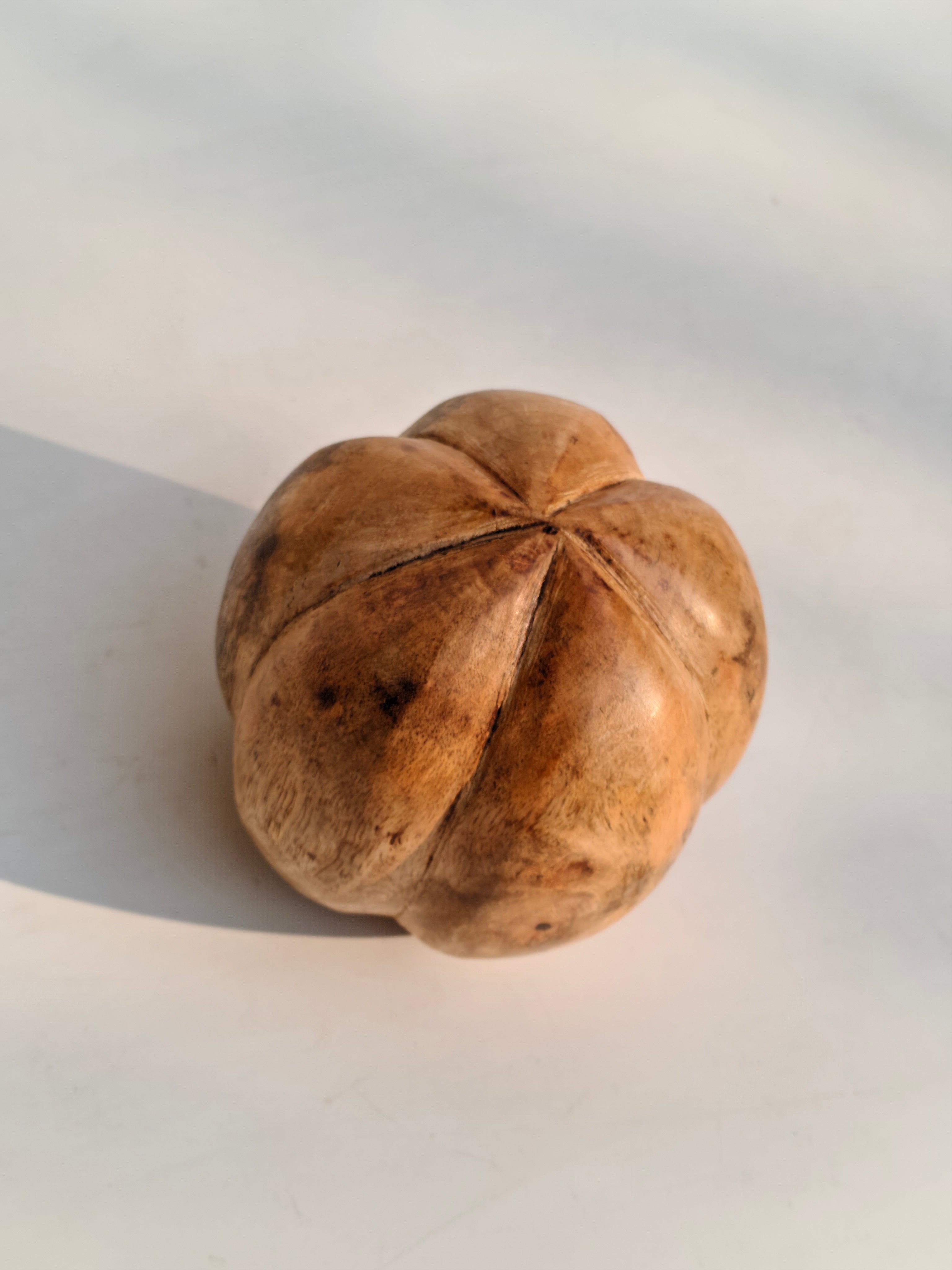 Hand-Carved Wood Decorative Sphere