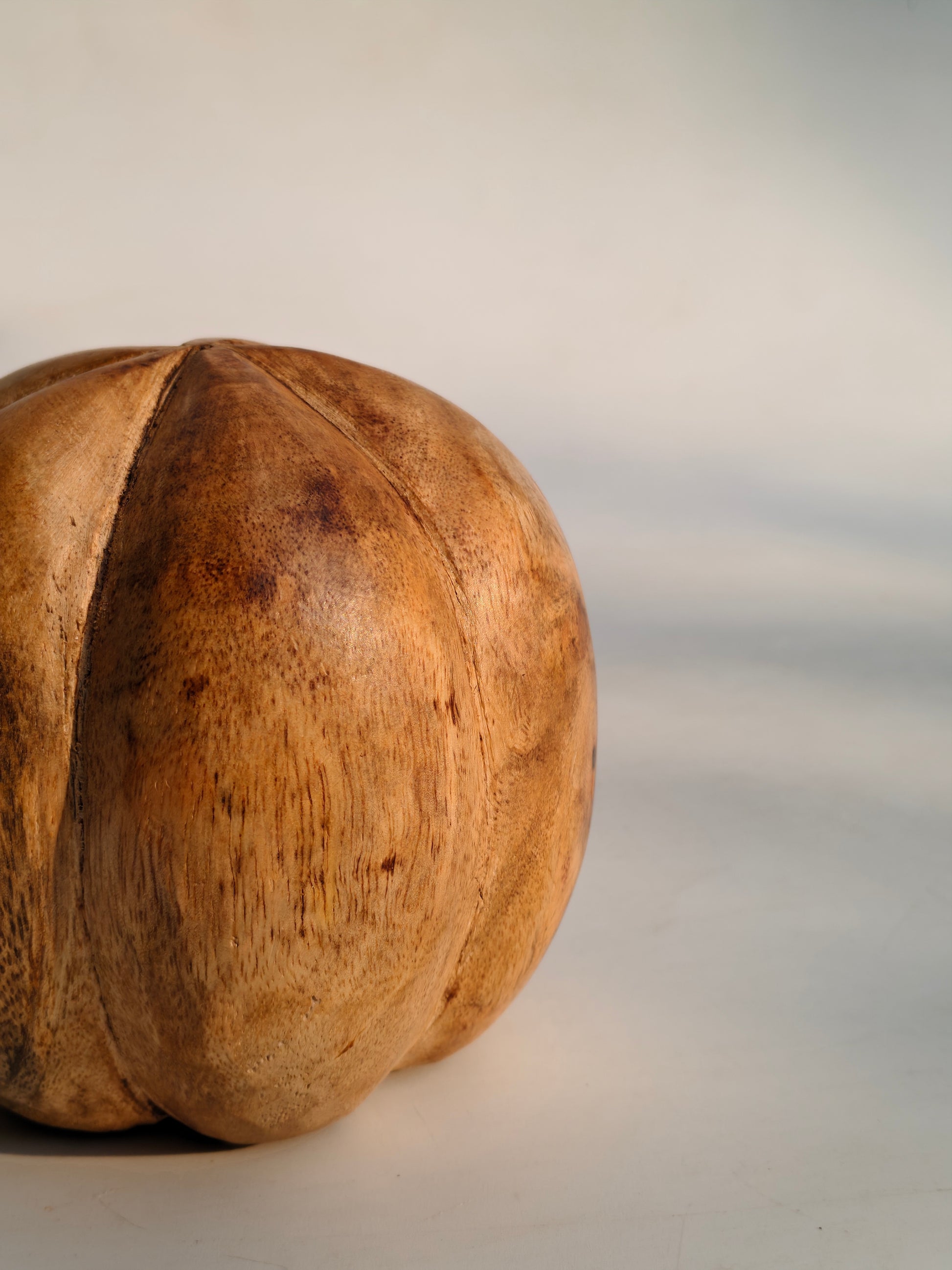 Hand-Carved Mango Wood Decorative Sphere