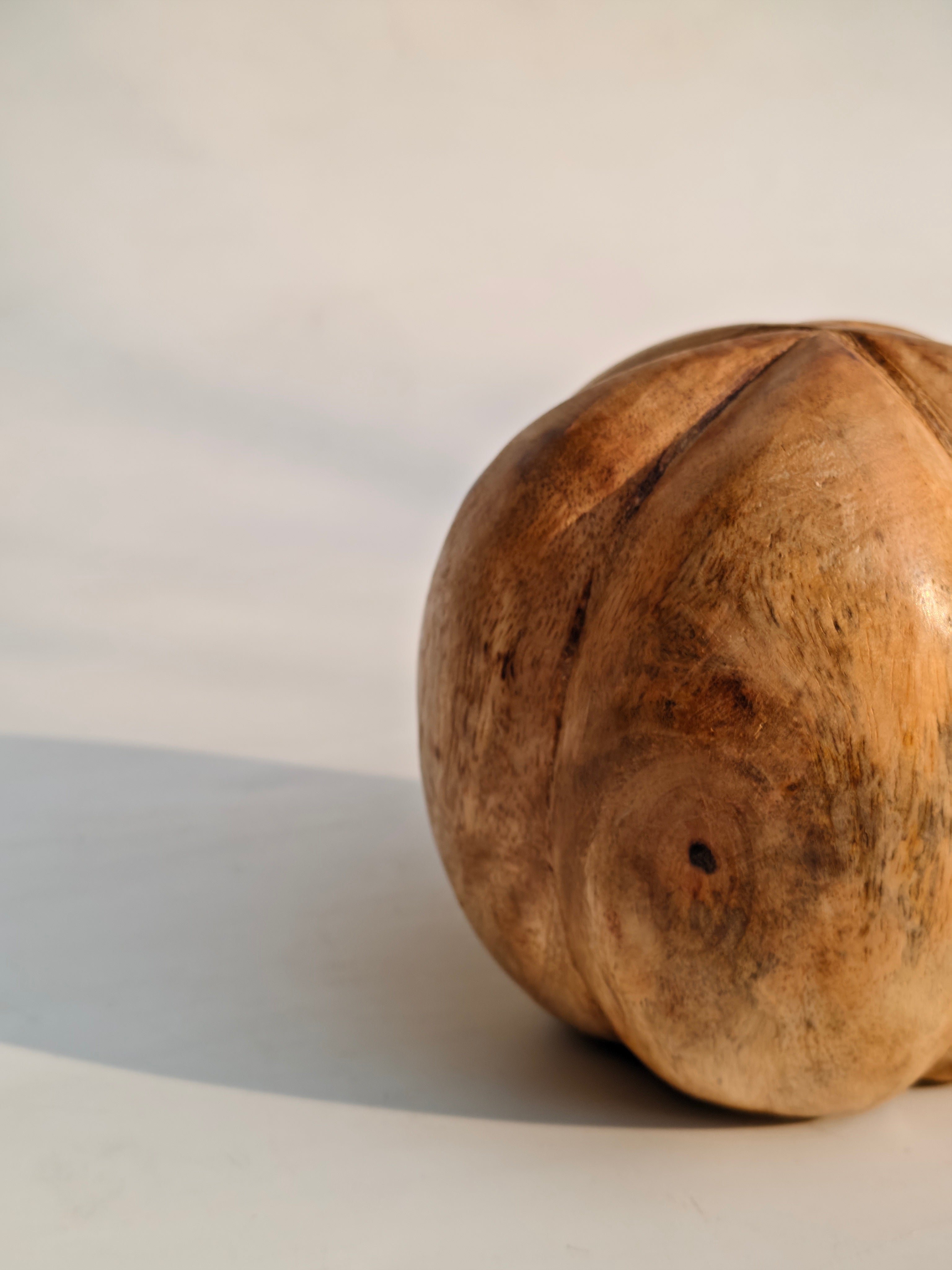 Hand-Carved Wood Decorative Sphere