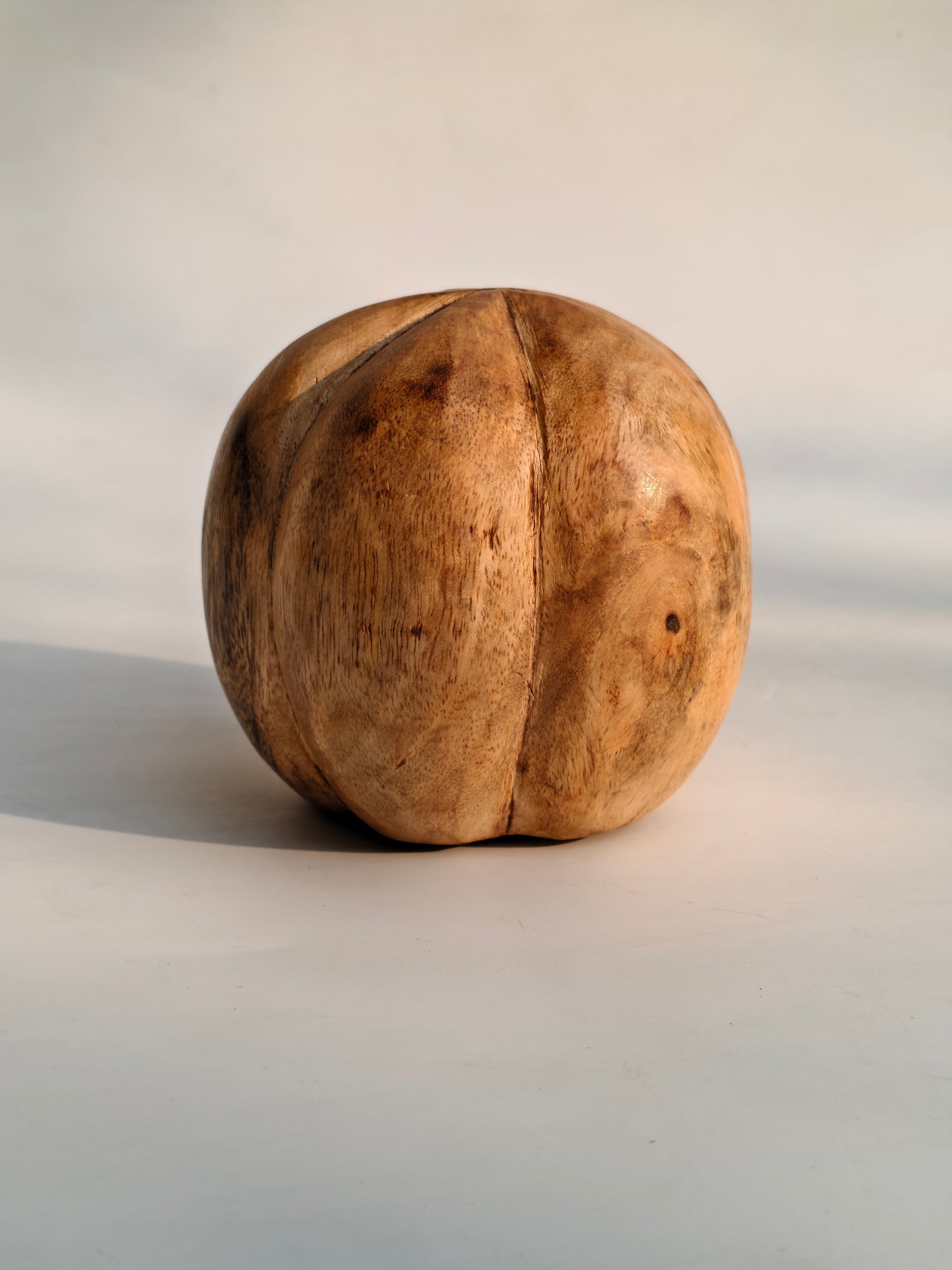 Hand-Carved Mango Wood Decorative Sphere