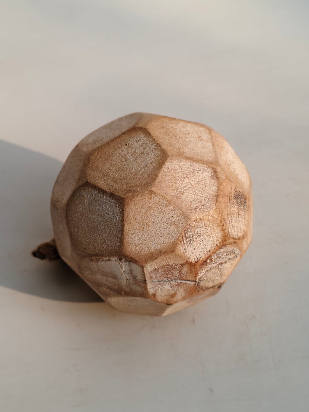 Handcrafted Wooden Hanging Decorative Ball – Geometric Carved Design
