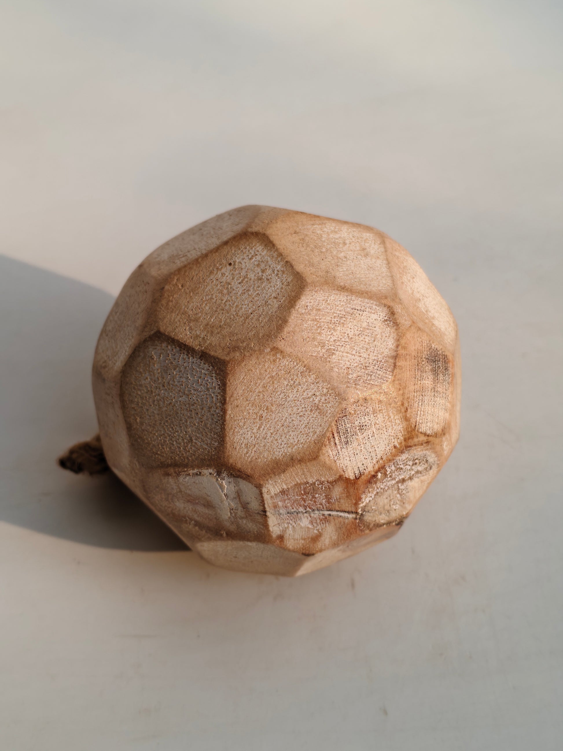 Handcrafted Wooden Hanging Decorative Ball – Geometric Carved Design