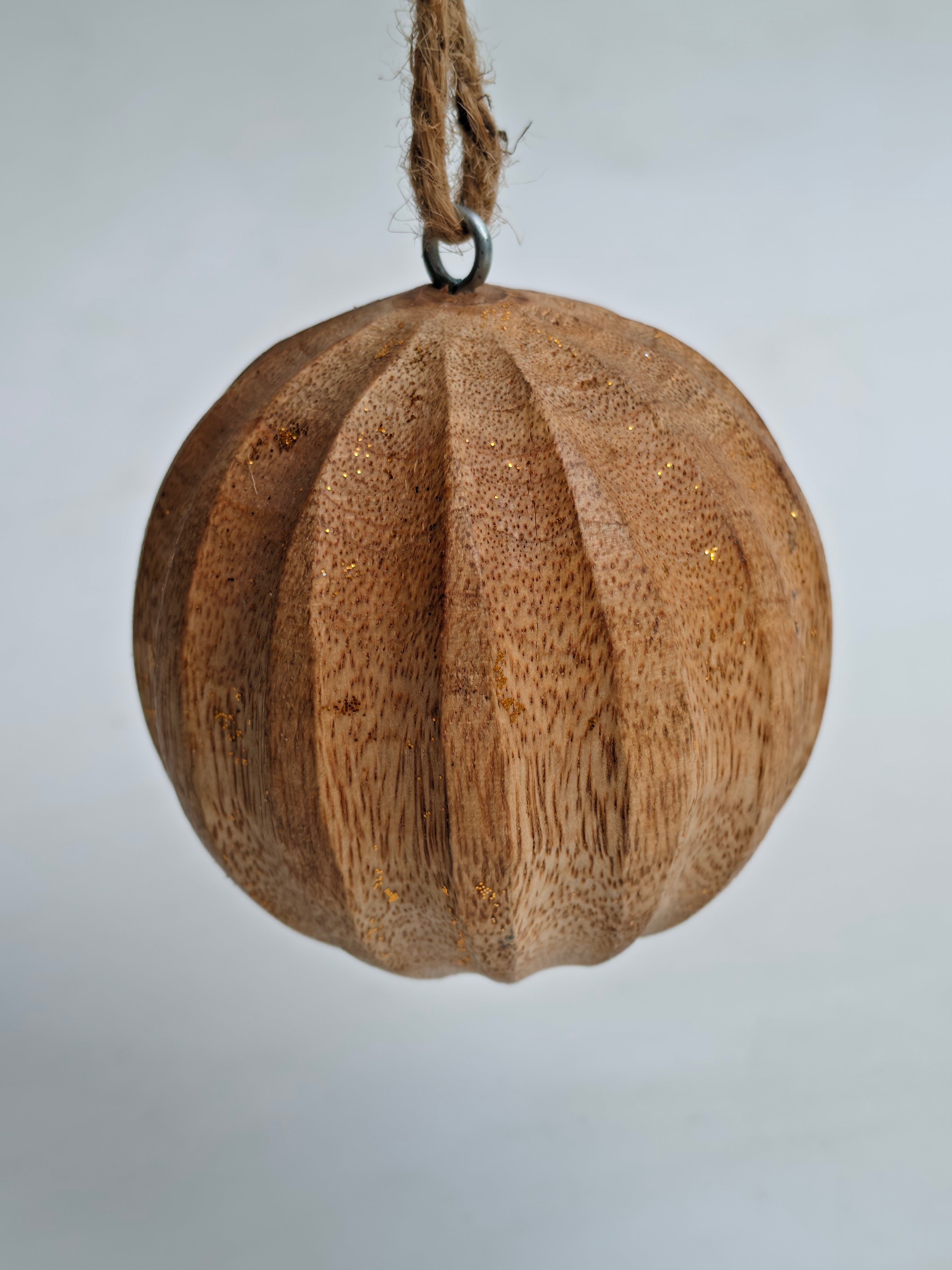 Wooden Hanging Ornaments – Set of 5 Hand-Carved Décor Balls