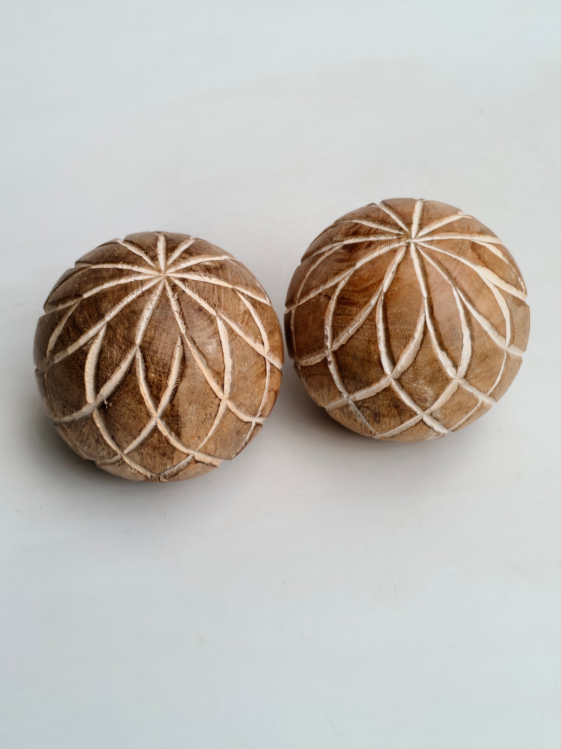 Hand-Carved Wooden Decorative Ball – Single Piece