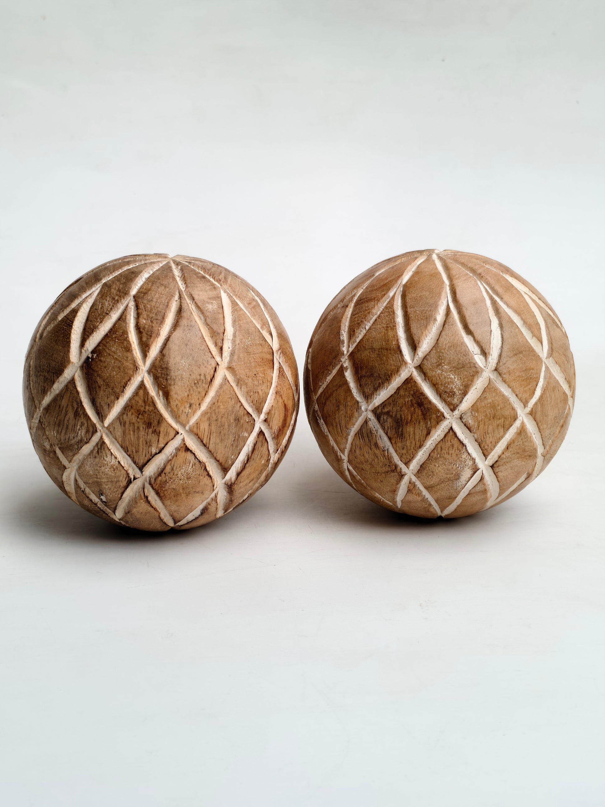 Hand-Carved Wooden Decorative Ball – Single Piece