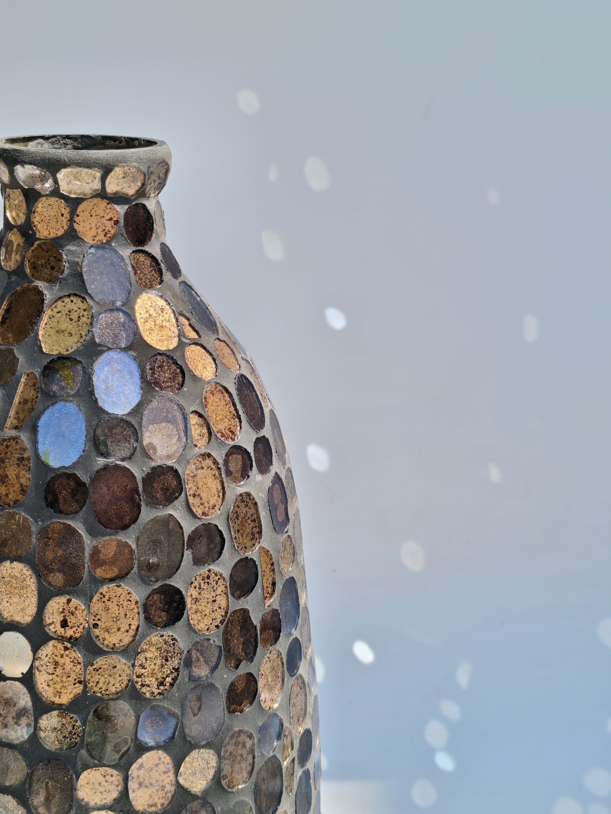 Tall Speckled Gold & Brown Mosaic Vase