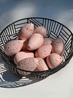 Solid Wood Blush Speckled Decorative Eggs Set of 8