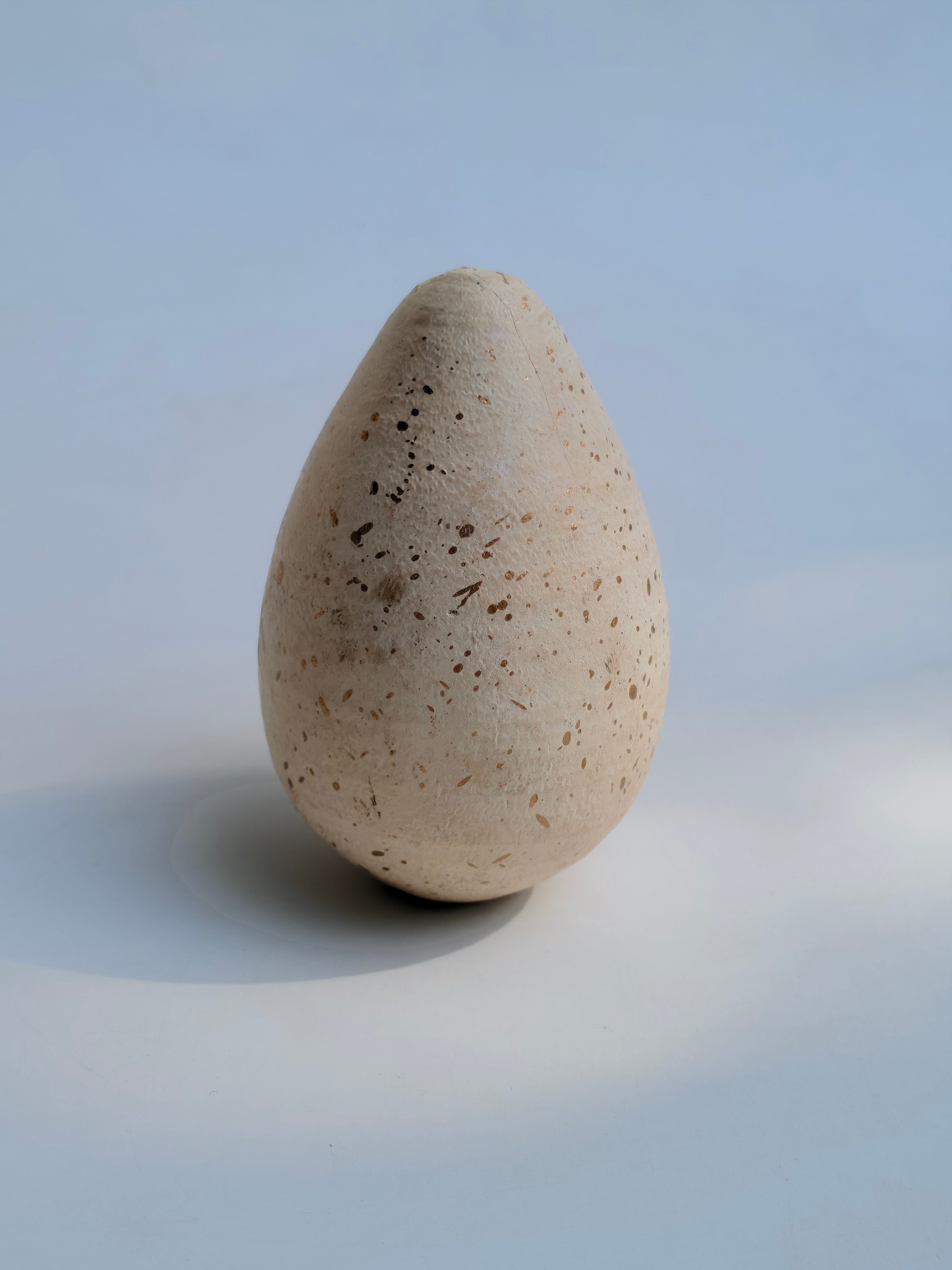 Natural Wood Speckled Decorative Eggs Set of 8 in Knitted Jute Pouch | Artisan Hand Painted Sustainable Home Decor Accents