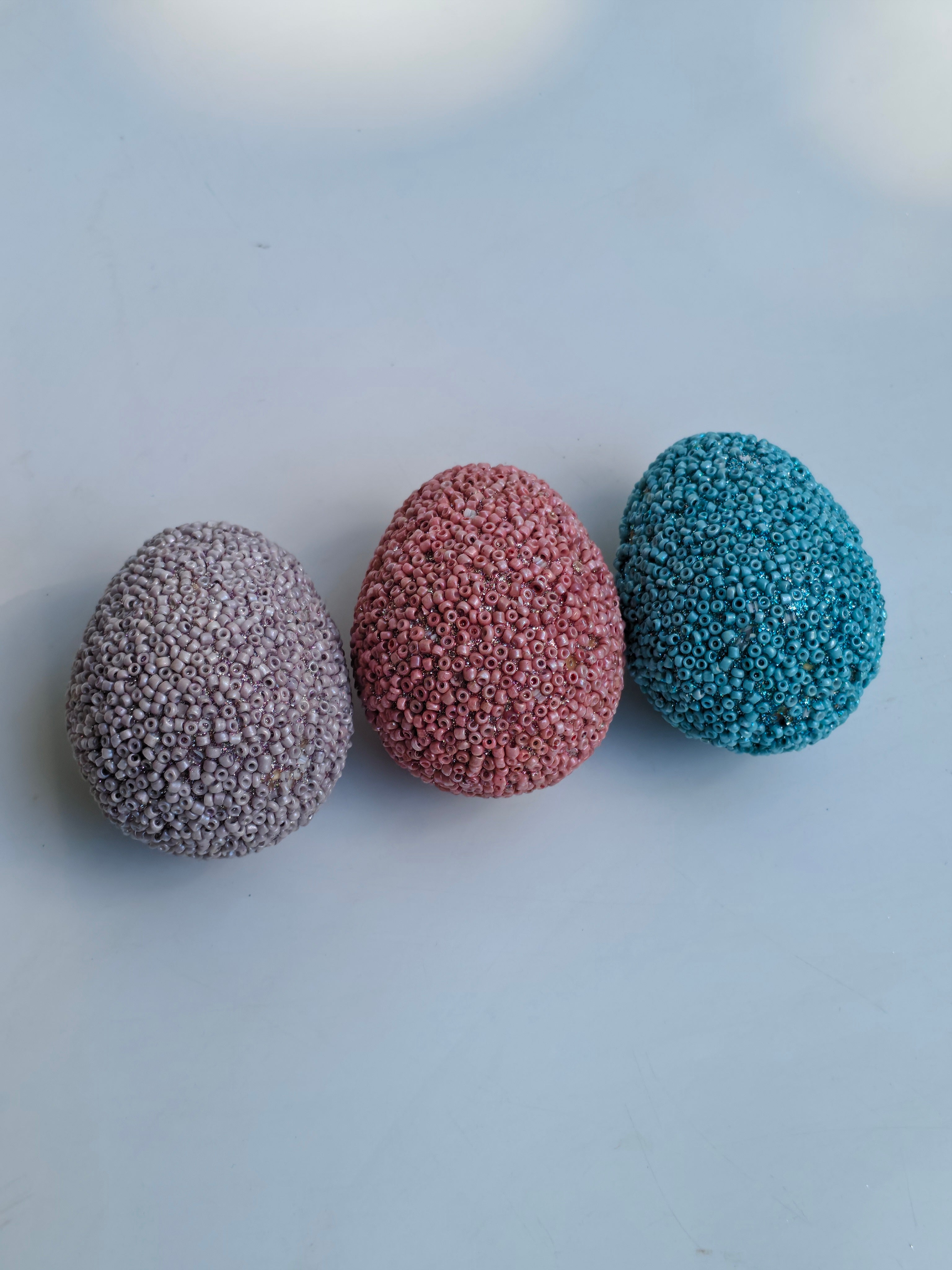 Pastel Beaded Easter Eggs – Set of 8 | Textured Decorative Accents