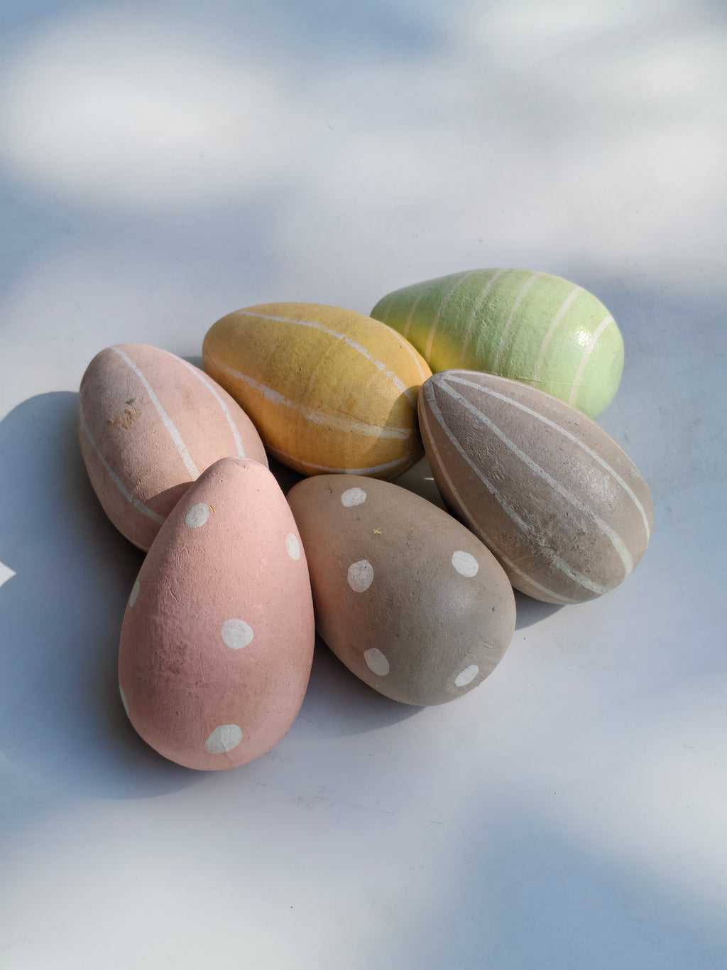 Pastel Hand-Painted Decorative Wooden Eggs