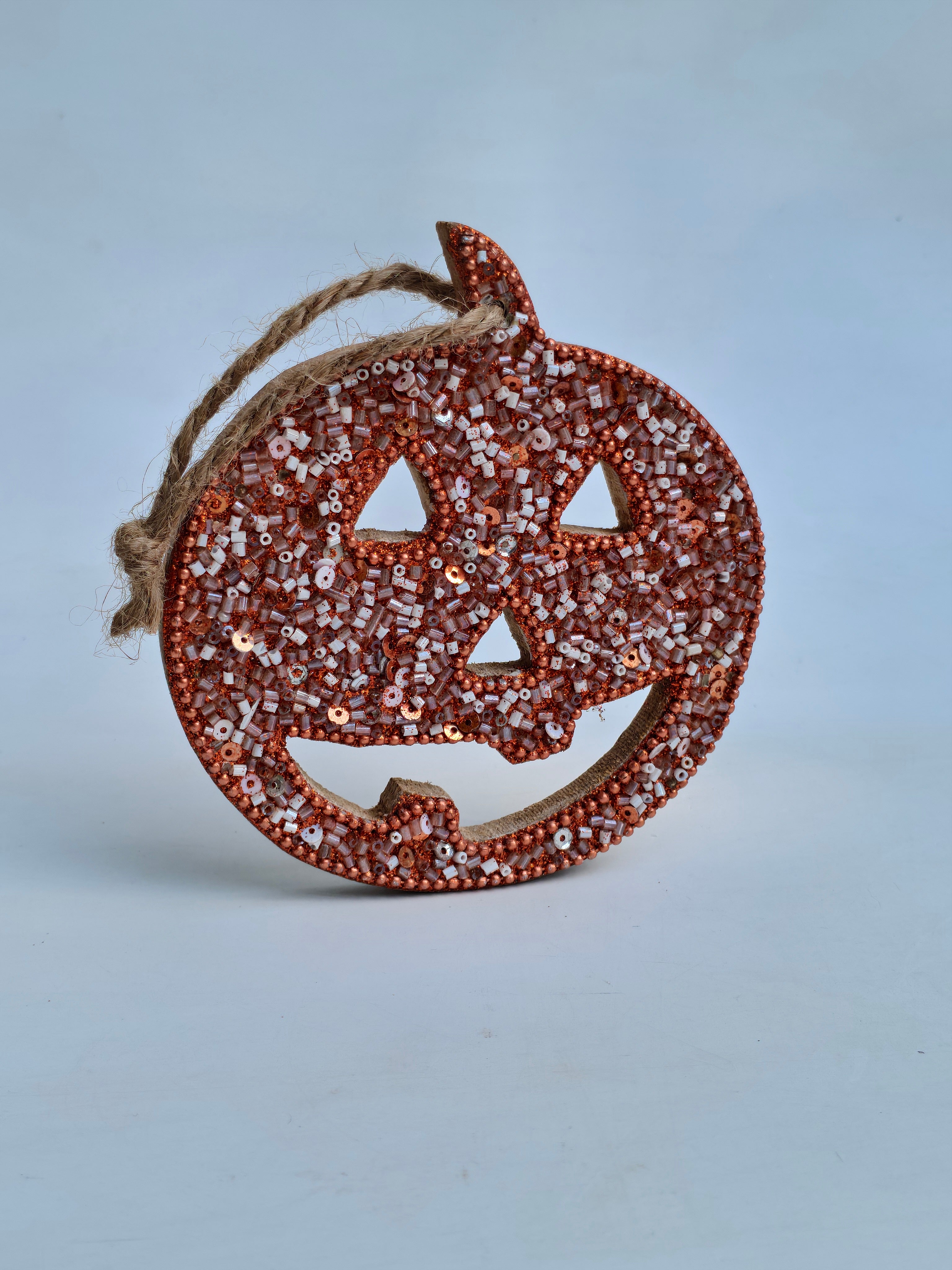 Sparkling Beaded Jack-O'-Lantern Ornament