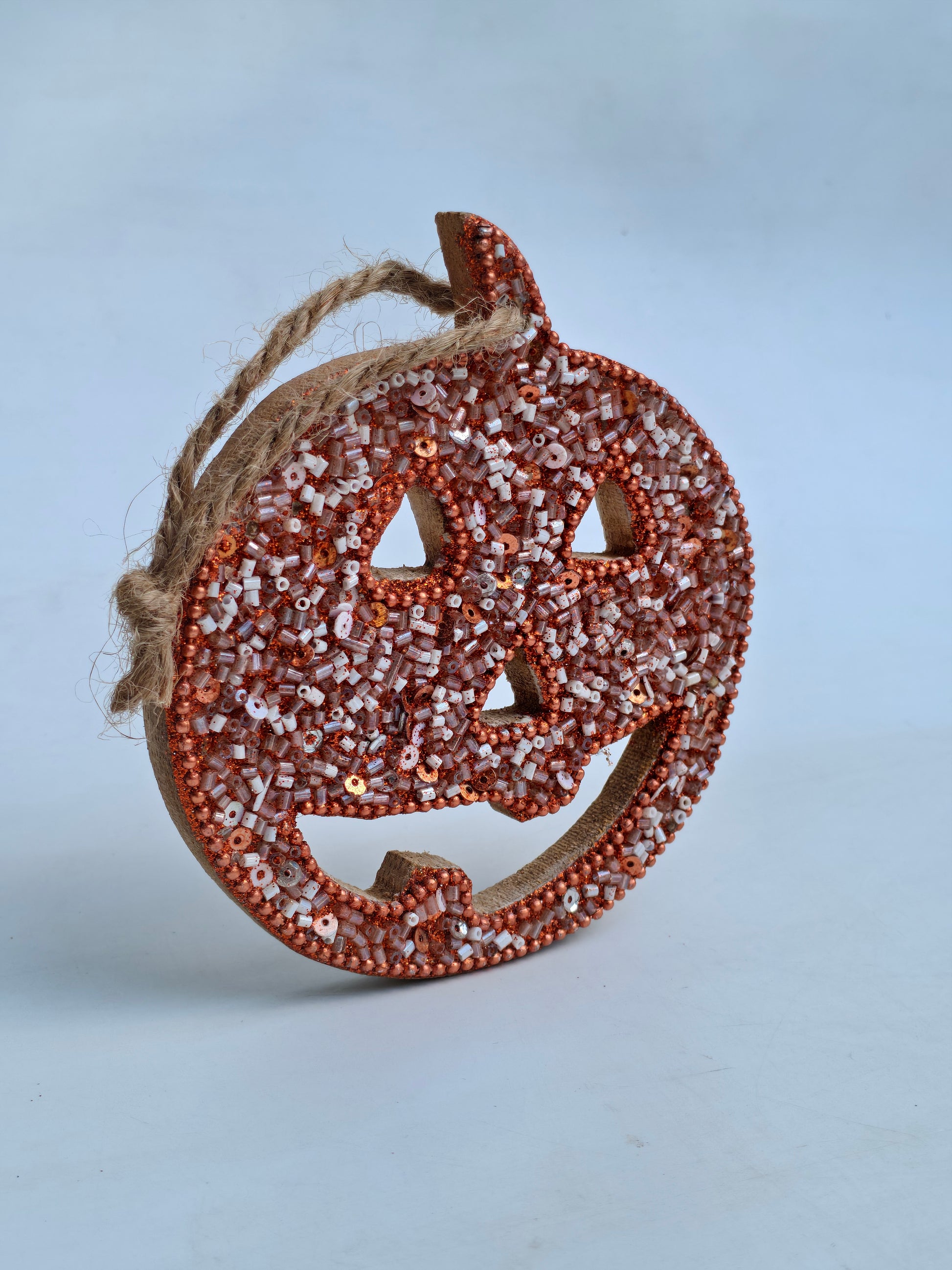 Sparkling Beaded Jack-O'-Lantern Ornament