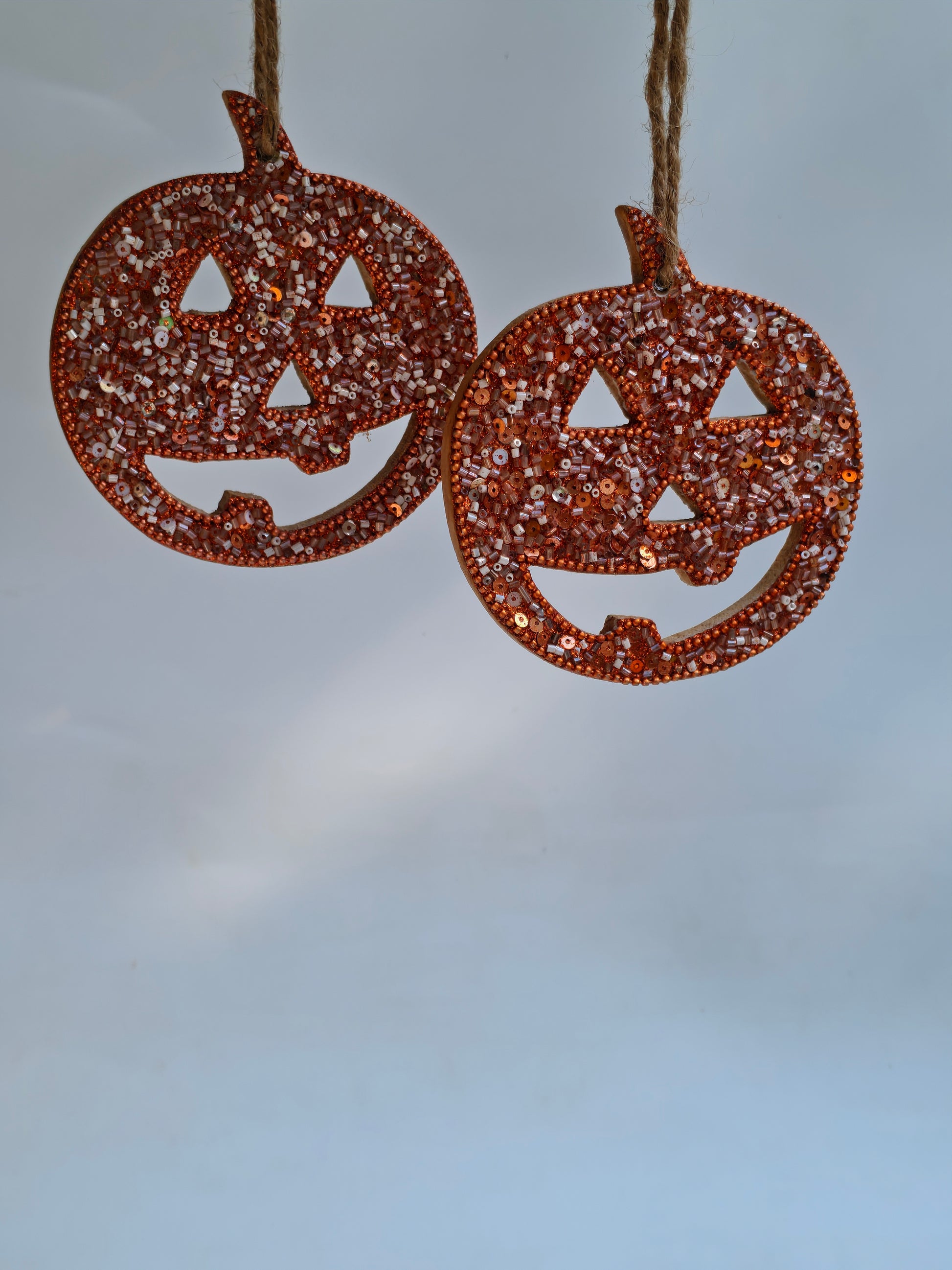 Sparkling Beaded Jack-O'-Lantern Ornament