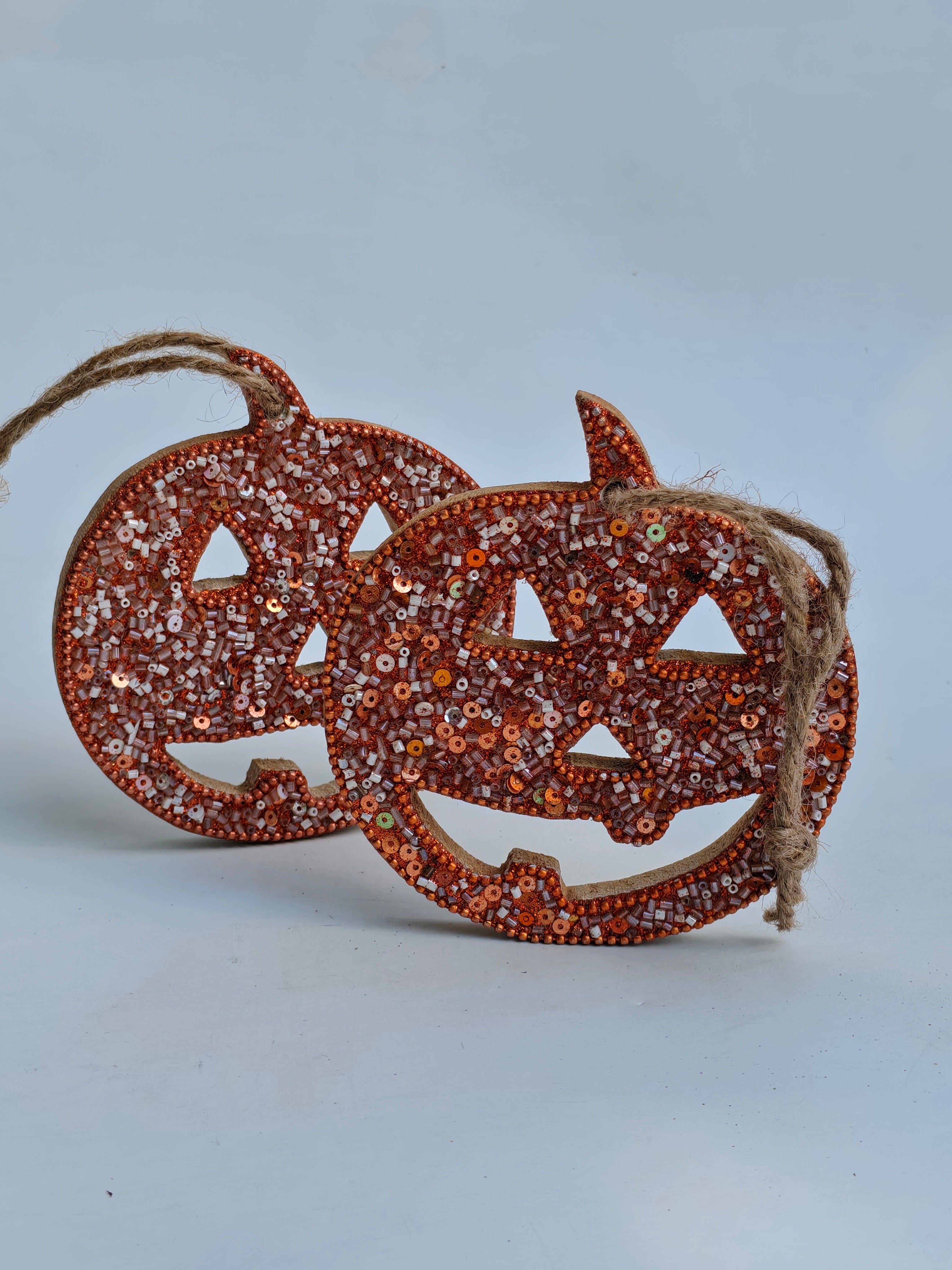Sparkling Beaded Jack-O'-Lantern Ornament