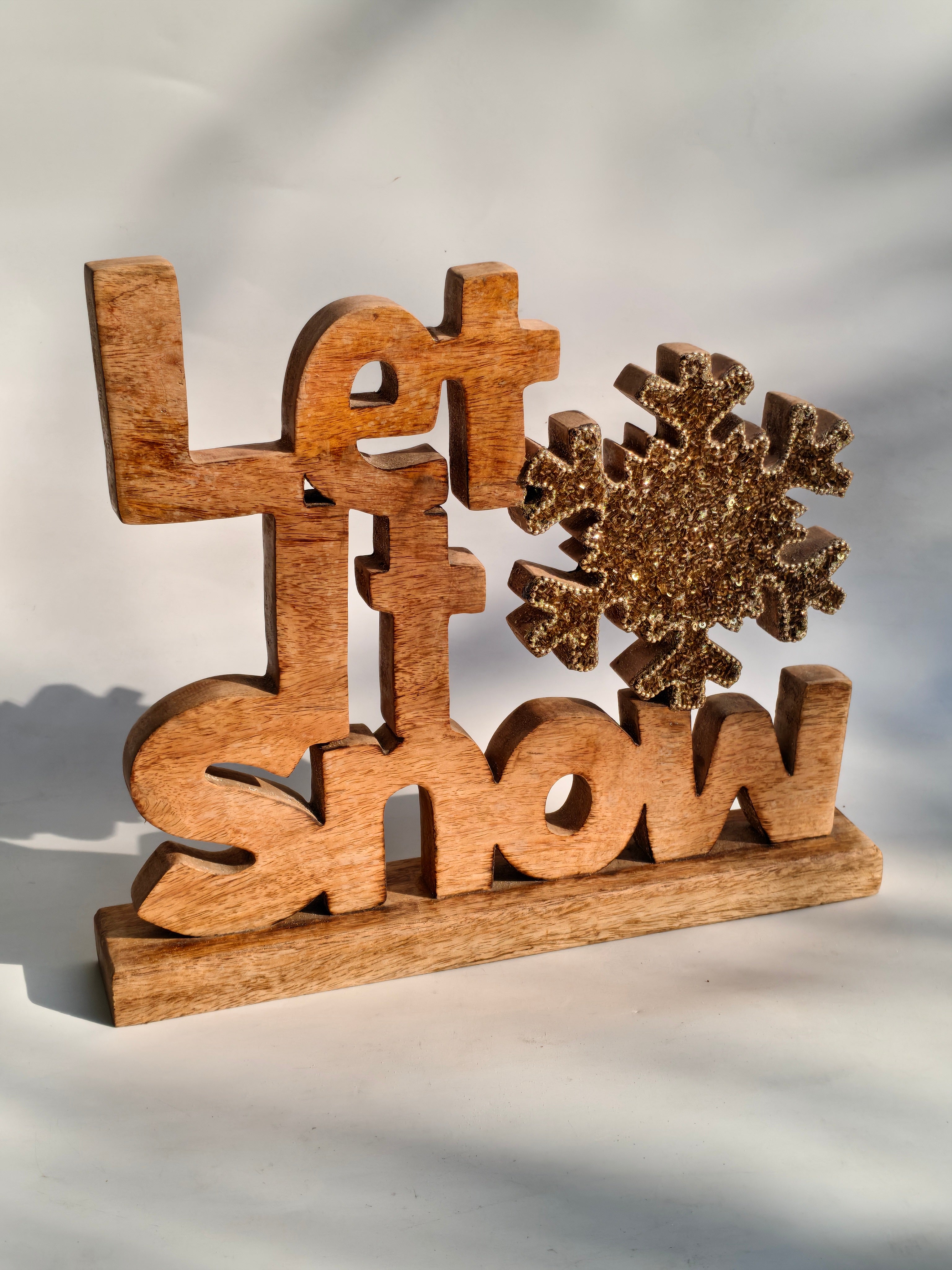 Wooden “Let It Snow” Tabletop Décor