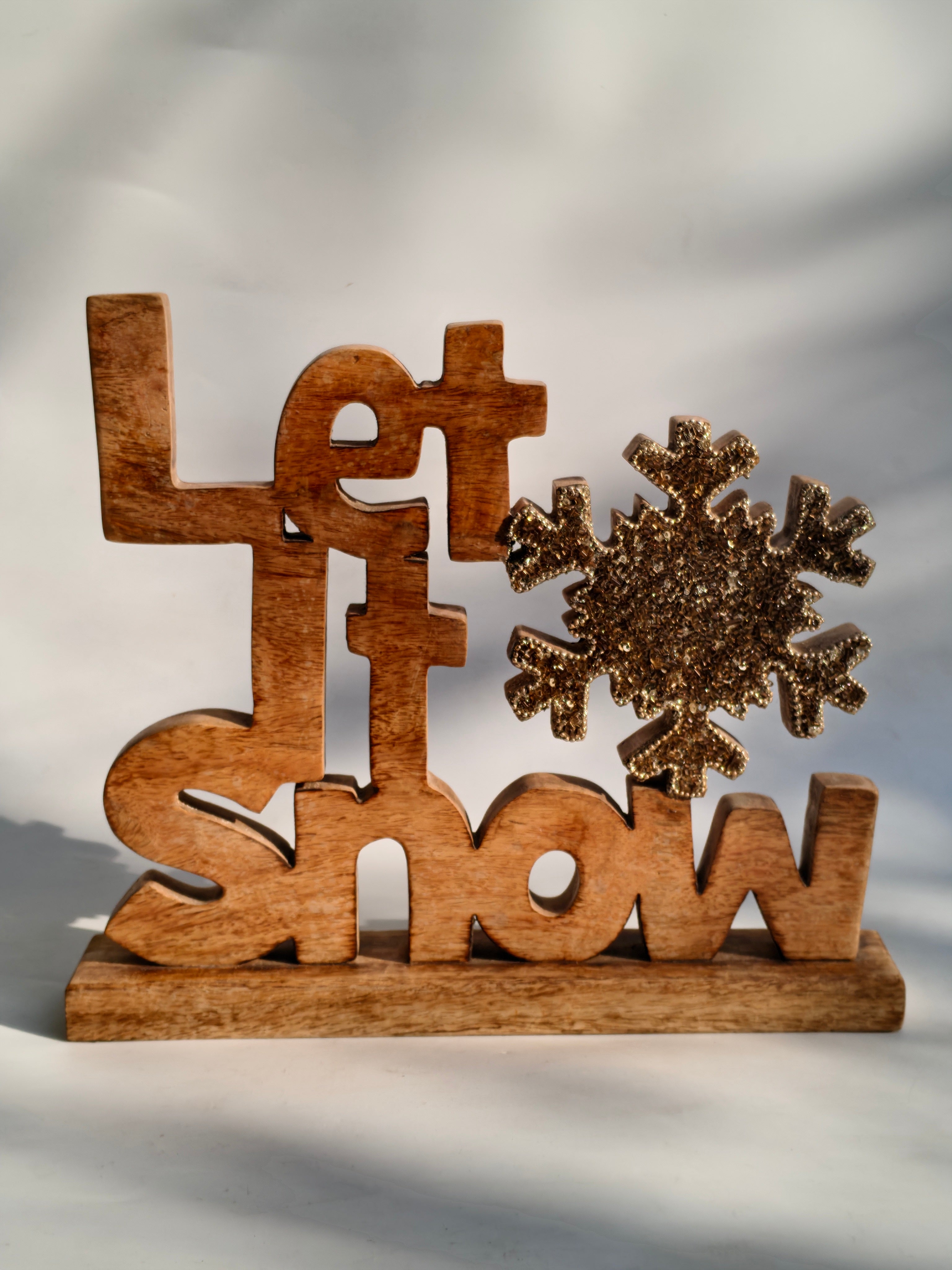 Wooden “Let It Snow” Tabletop Décor