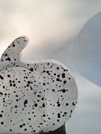 Small Speckled White Wooden Pumpkin Decor
