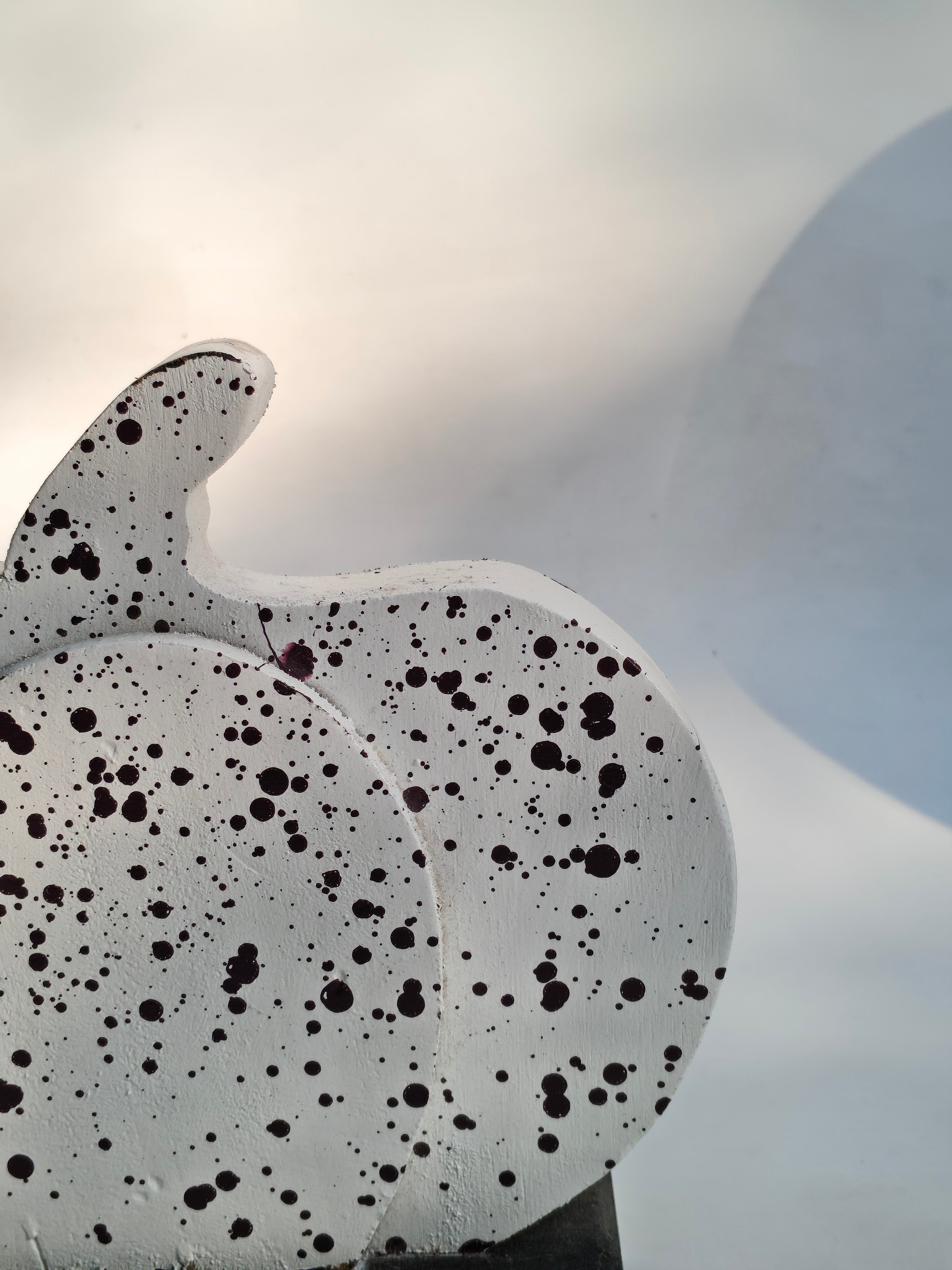 Small Speckled White Wooden Pumpkin Decor