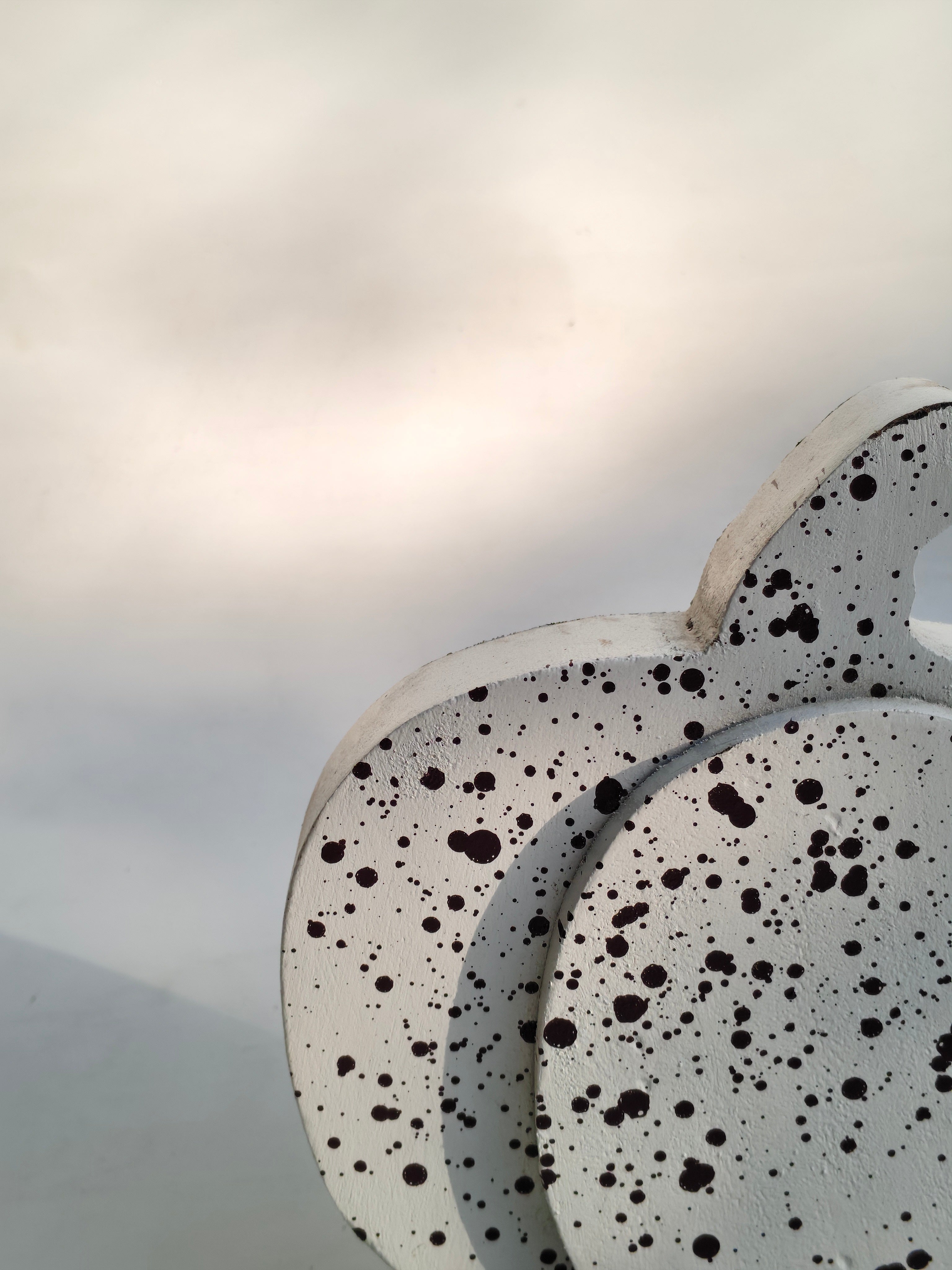 Small Speckled White Wooden Pumpkin Decor