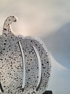 Speckled White Wooden Pumpkin with Cutouts