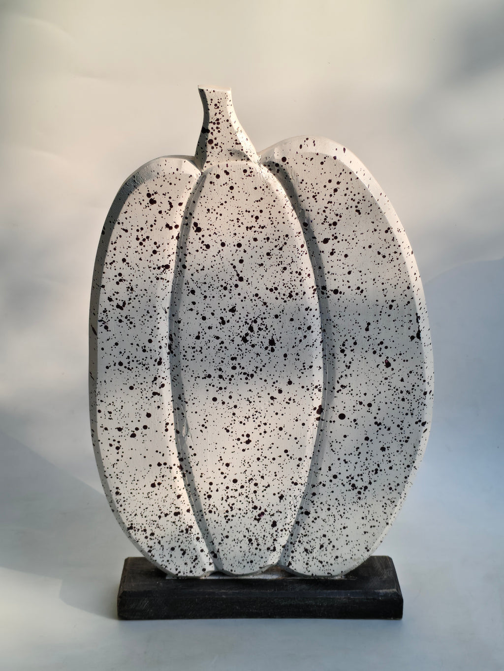 Speckled White Wooden Pumpkins | Layered Freestanding Rustic Decor Duo:Set of 2