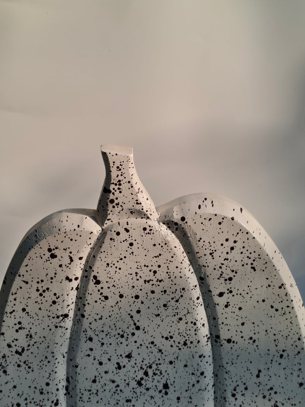 Speckled White Wooden Pumpkins | Layered Freestanding Rustic Decor Duo:Set of 2