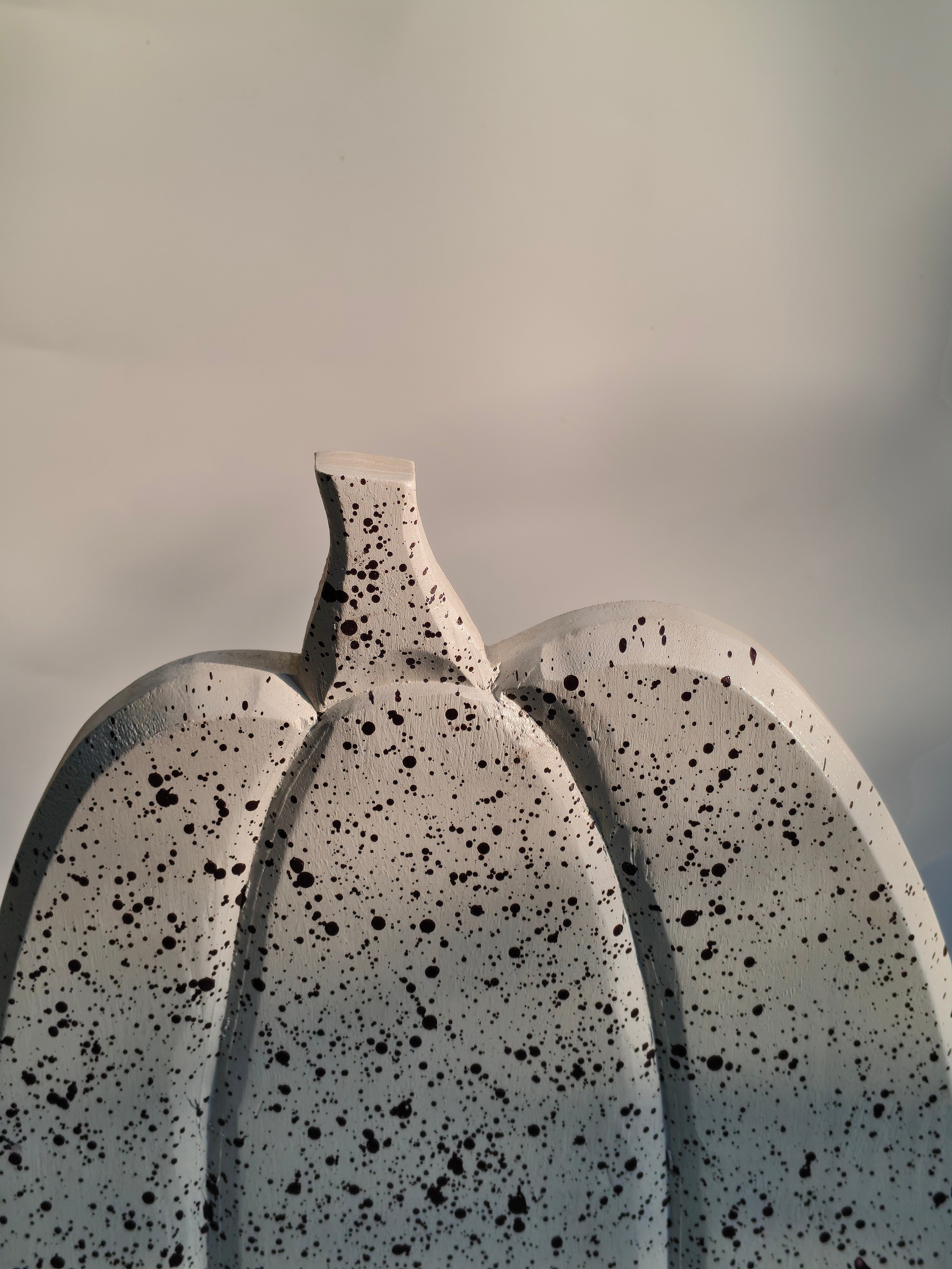 Speckled White Wooden Pumpkins | Layered Freestanding Rustic Decor Duo:Set of 2