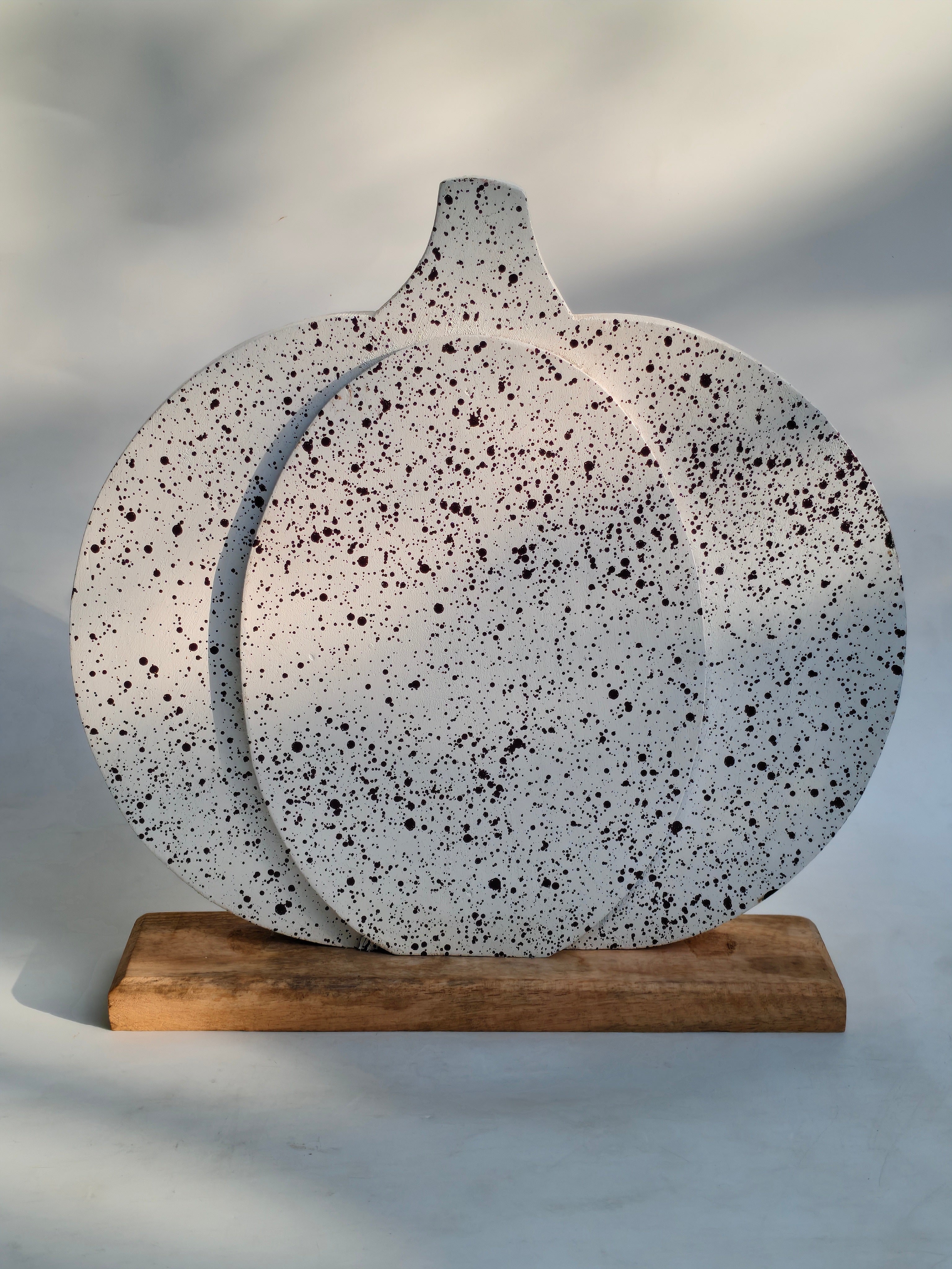 Speckled White Wooden Pumpkin Decor