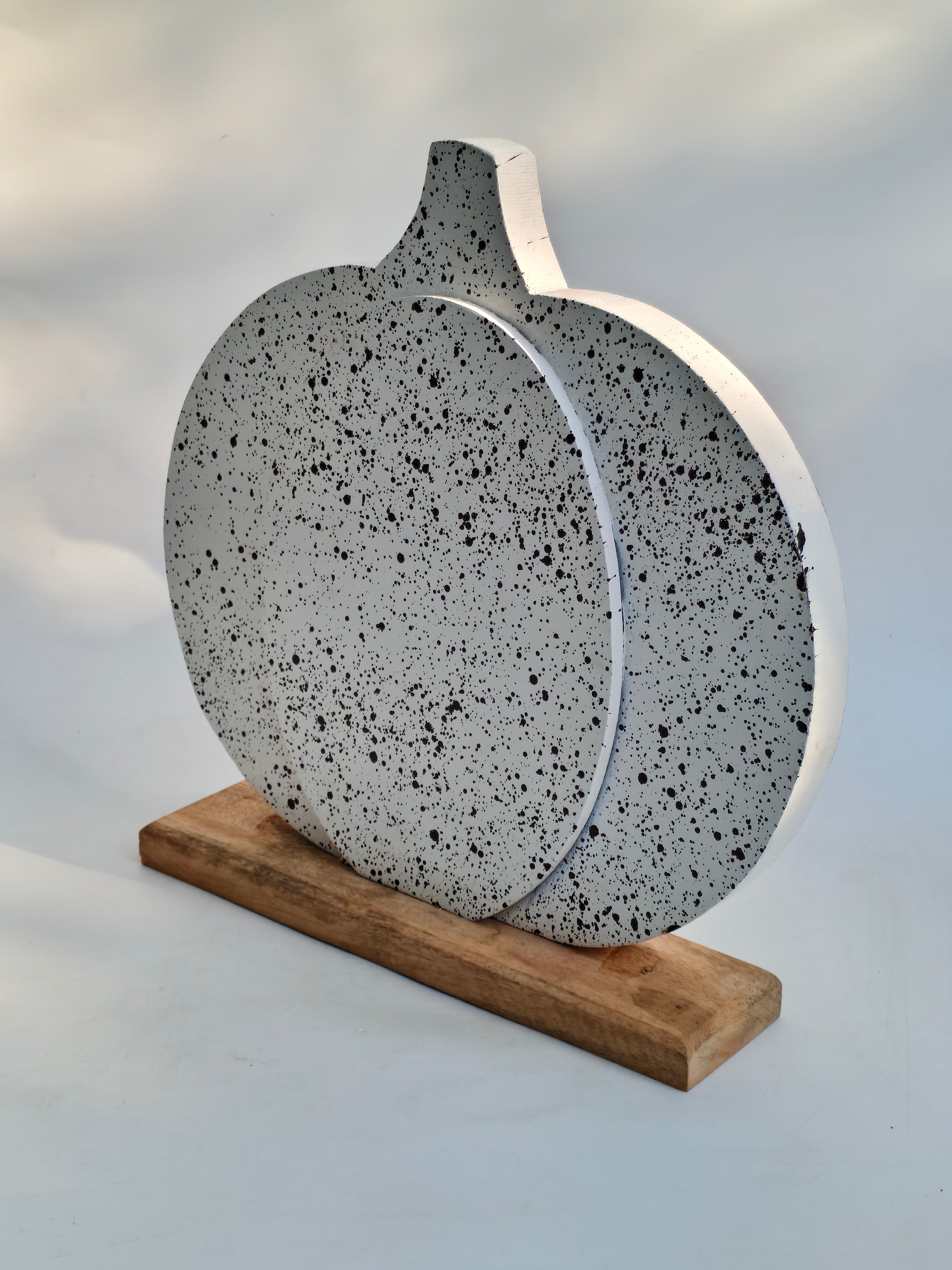 Speckled White Wooden Pumpkin Decor