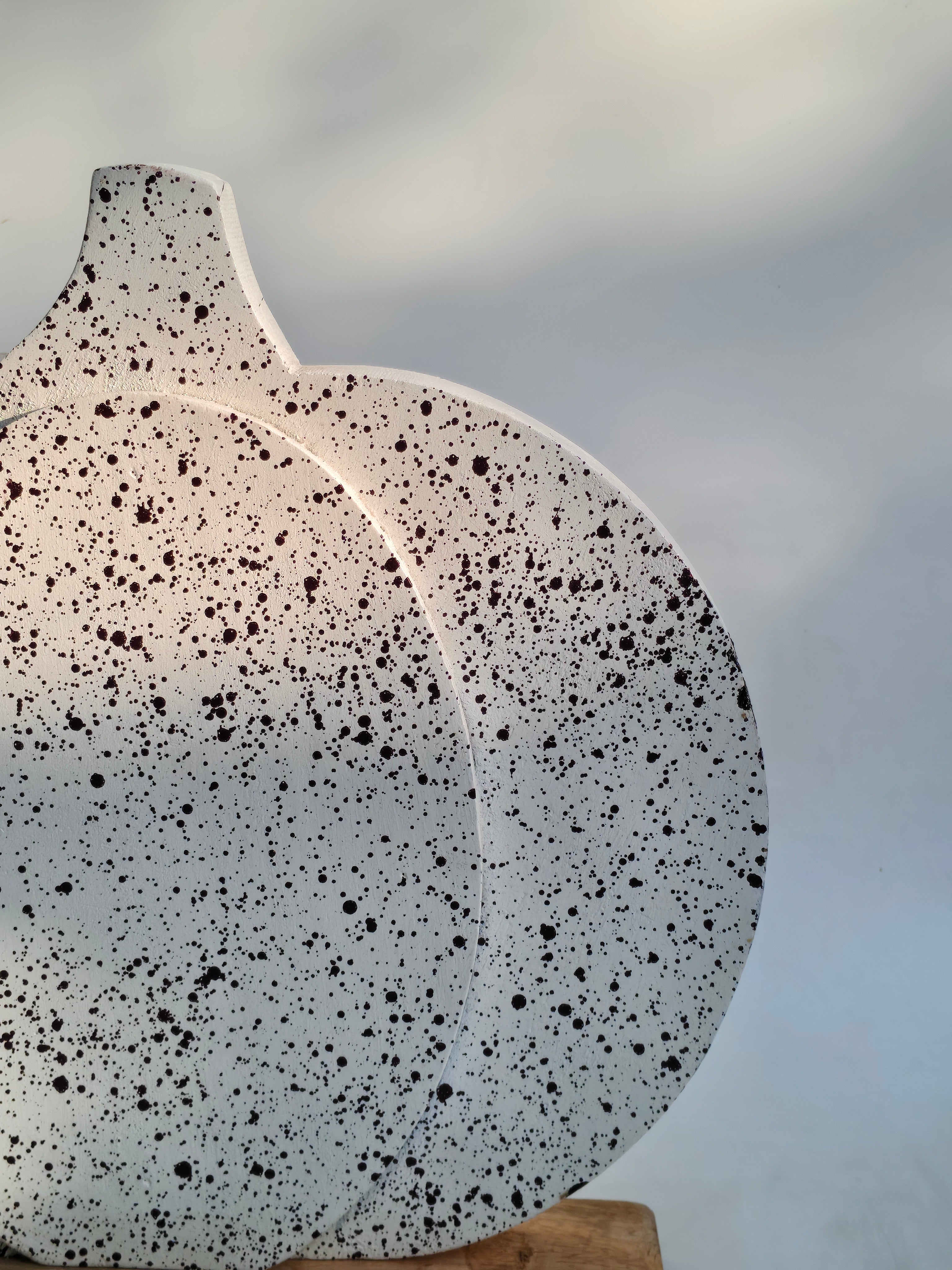 Speckled White Wooden Pumpkin Decor