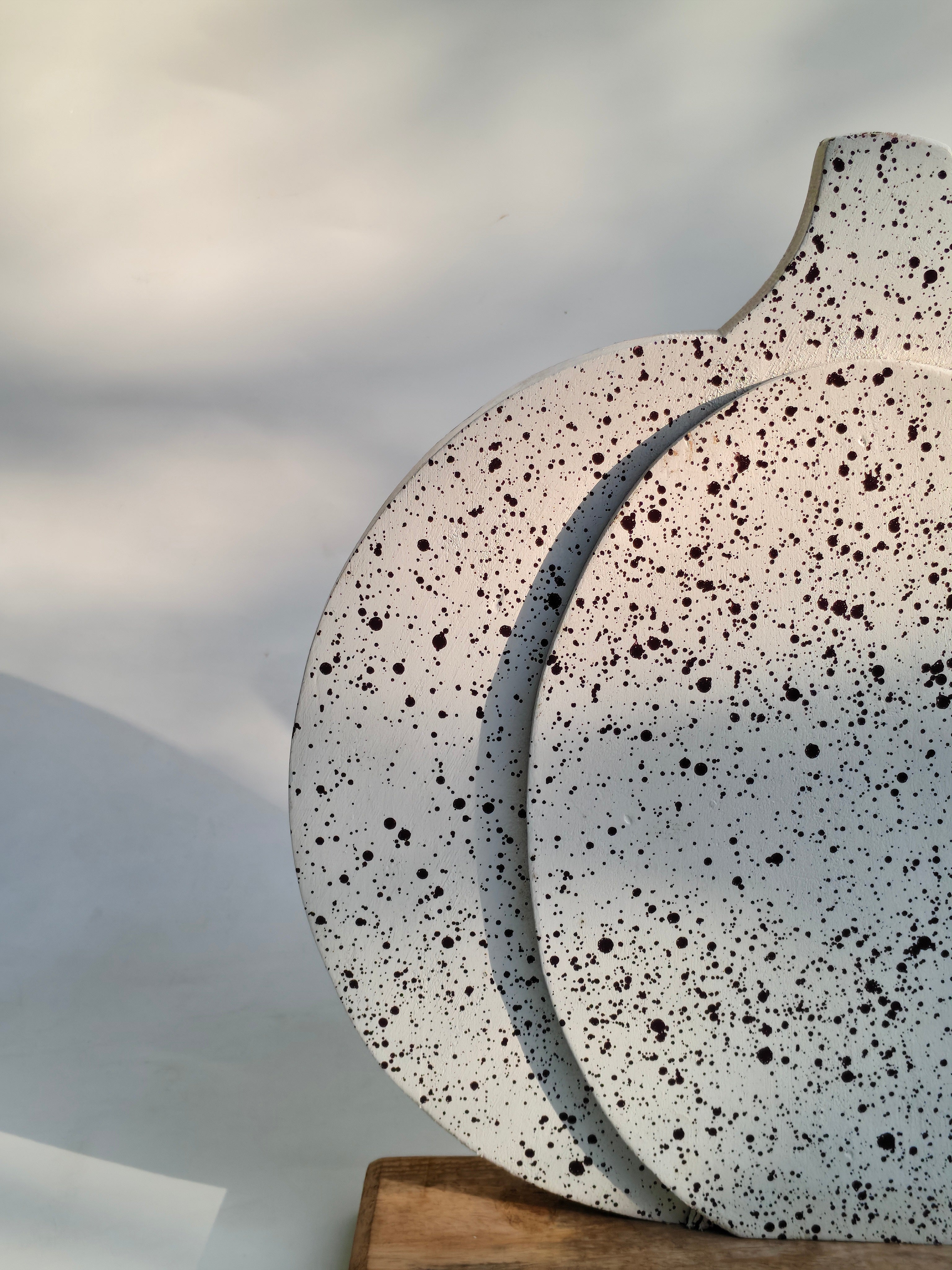 Speckled White Wooden Pumpkin Decor