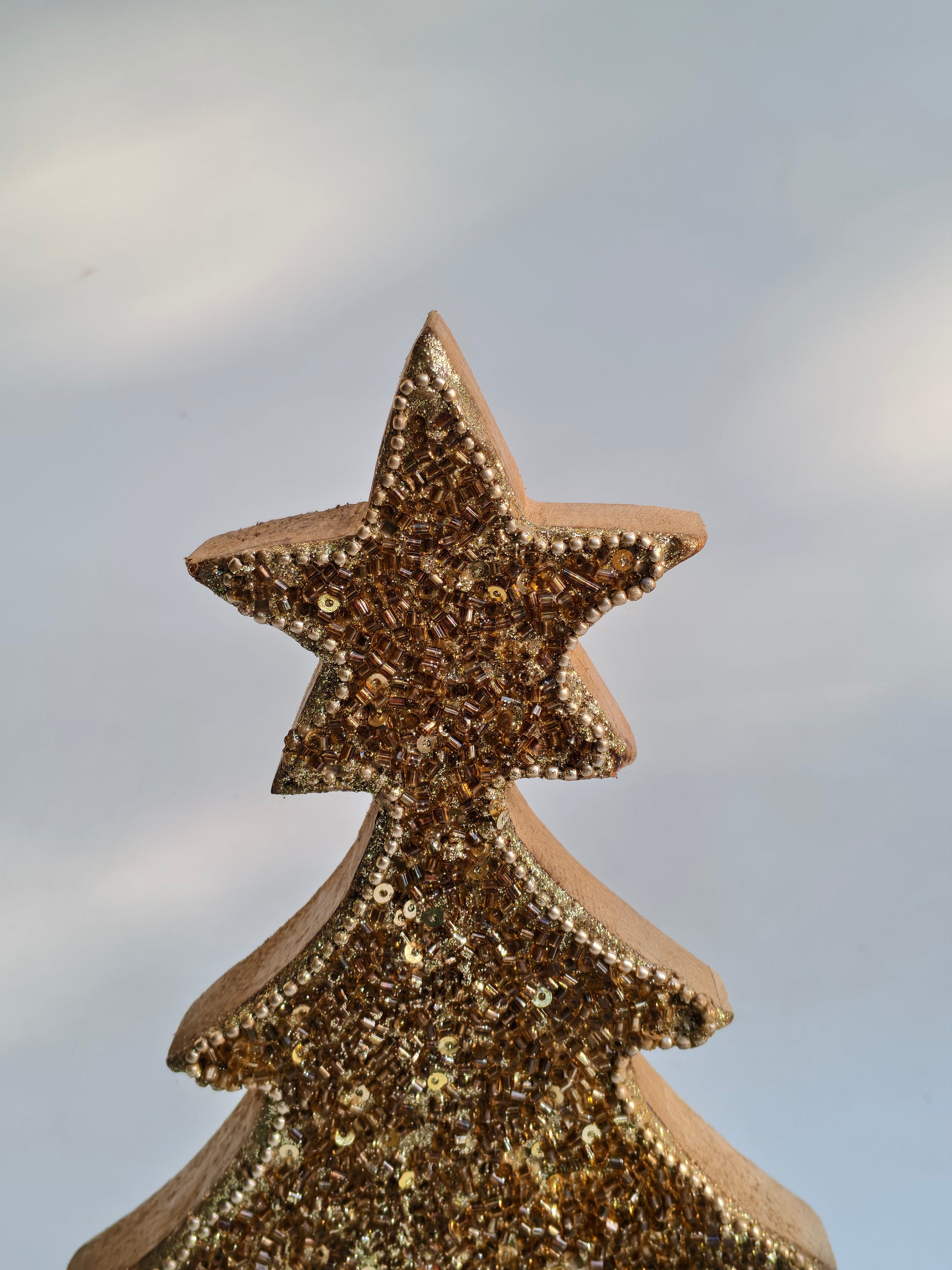 Sparkling Gold Glitter Christmas Tree Figurine
