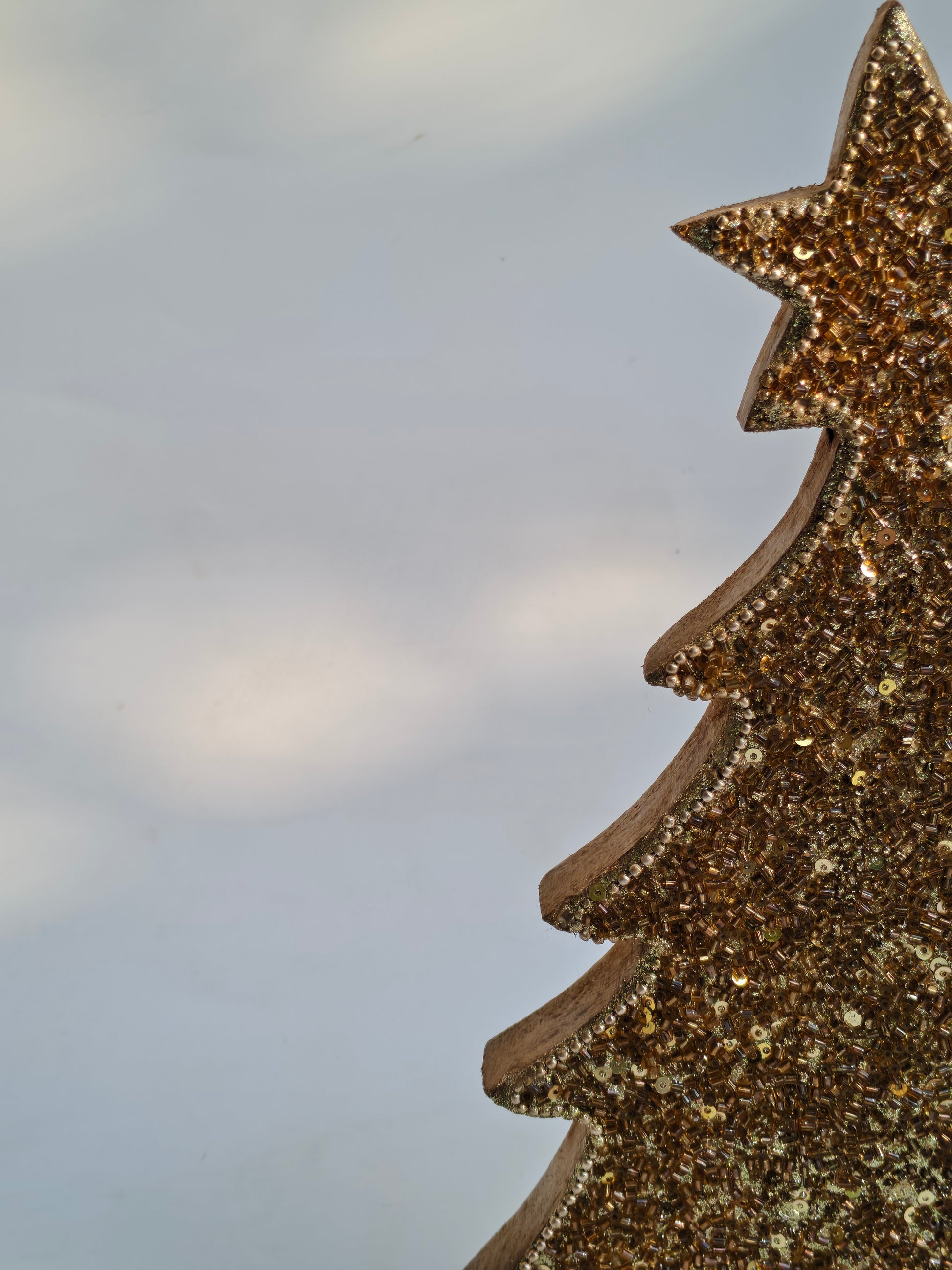 Sparkling Gold Glitter Christmas Tree Figurine