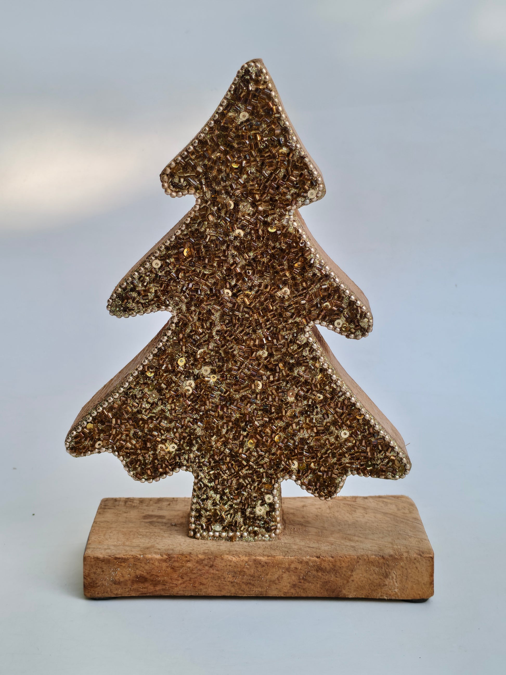 Small Sparkling Gold Beaded Christmas Tree