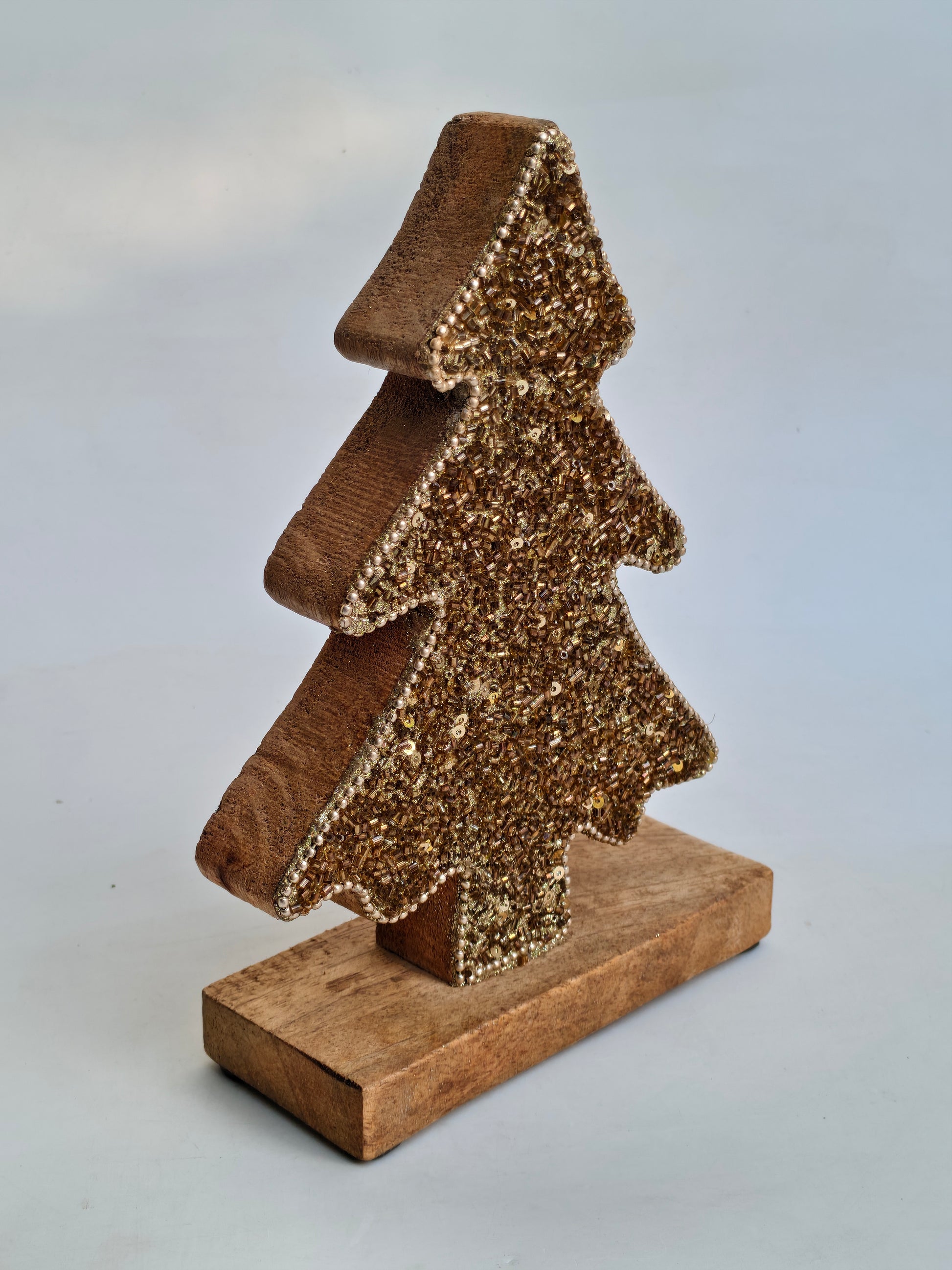 Small Sparkling Gold Beaded Christmas Tree