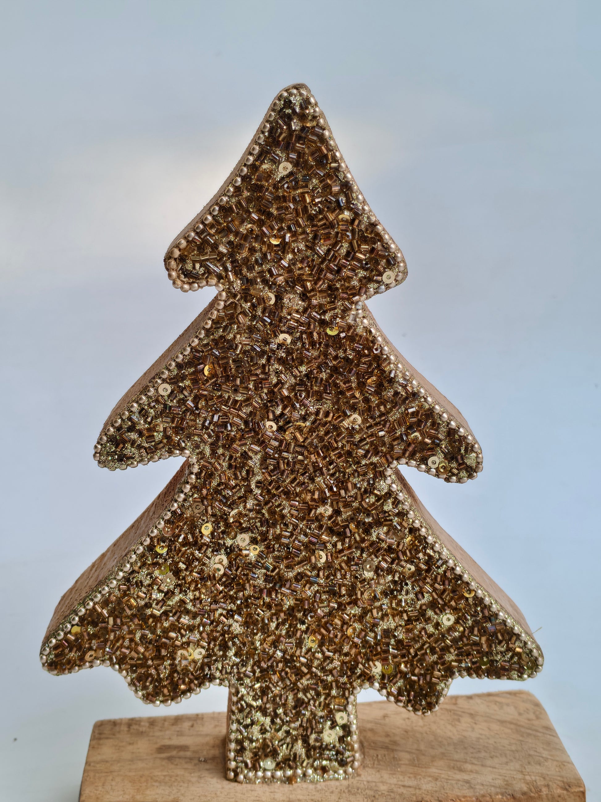 Small Sparkling Gold Beaded Christmas Tree