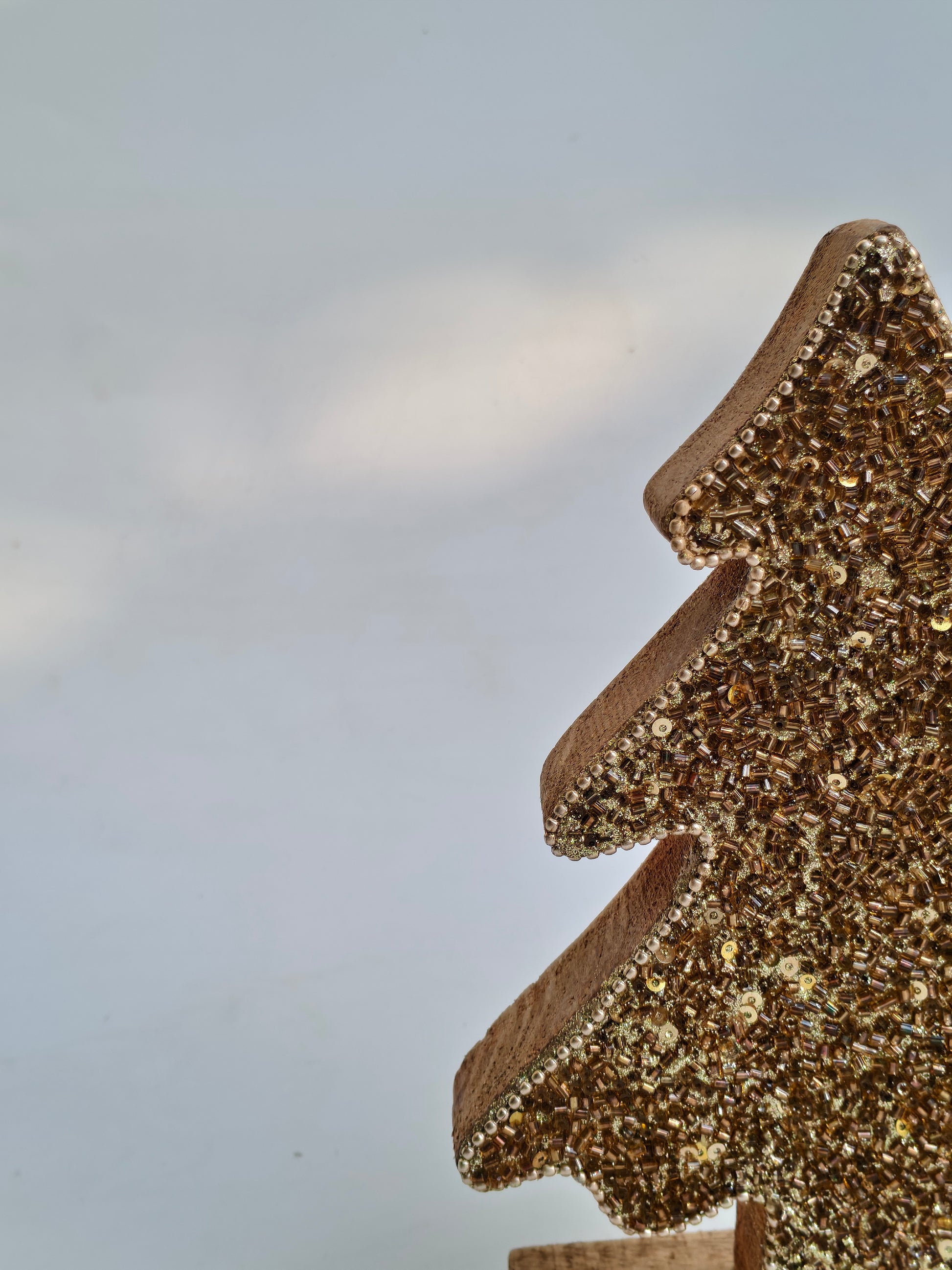 Small Sparkling Gold Beaded Christmas Tree