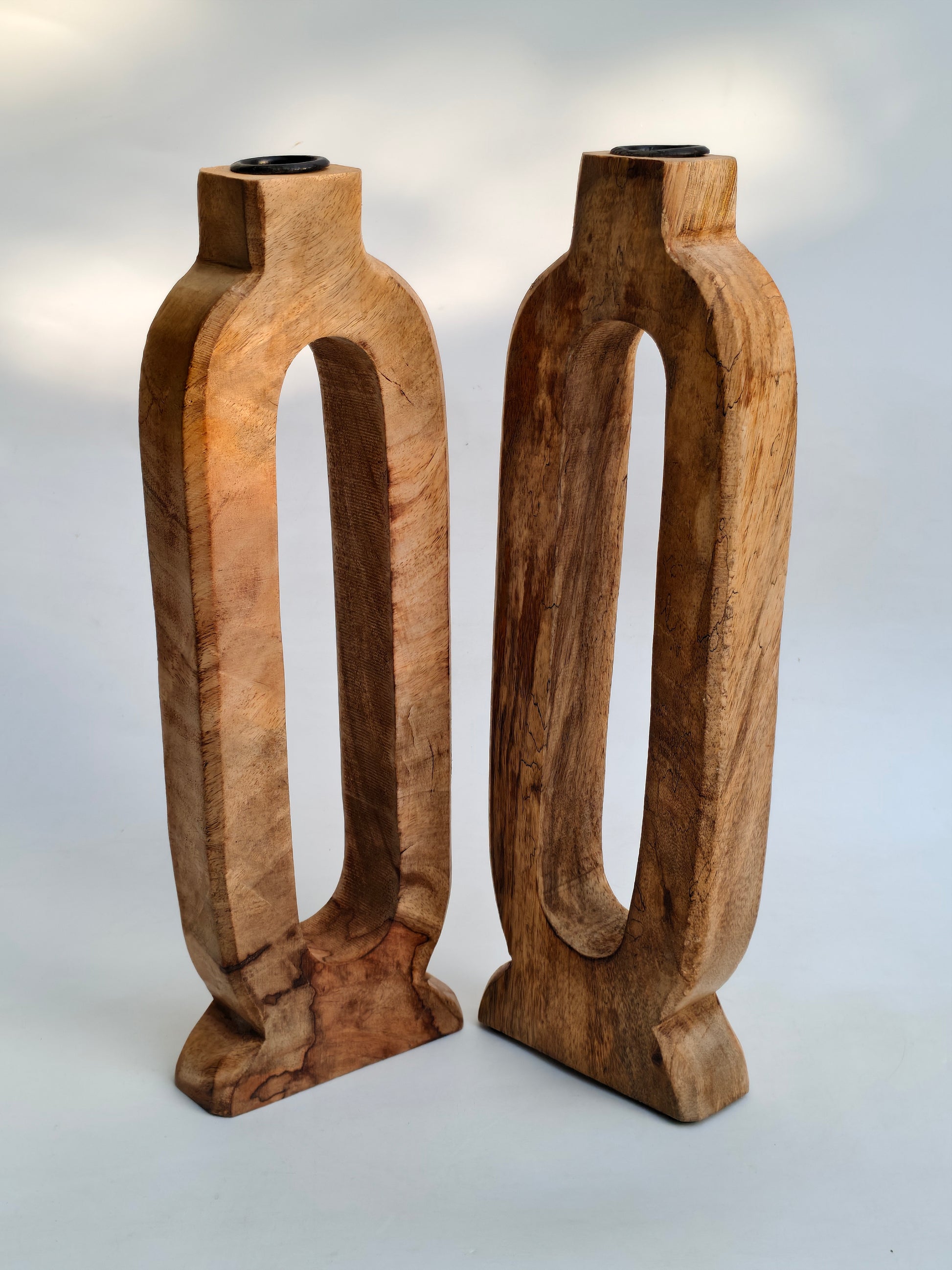 Abstract Hand-Carved Wooden Bud Vase
