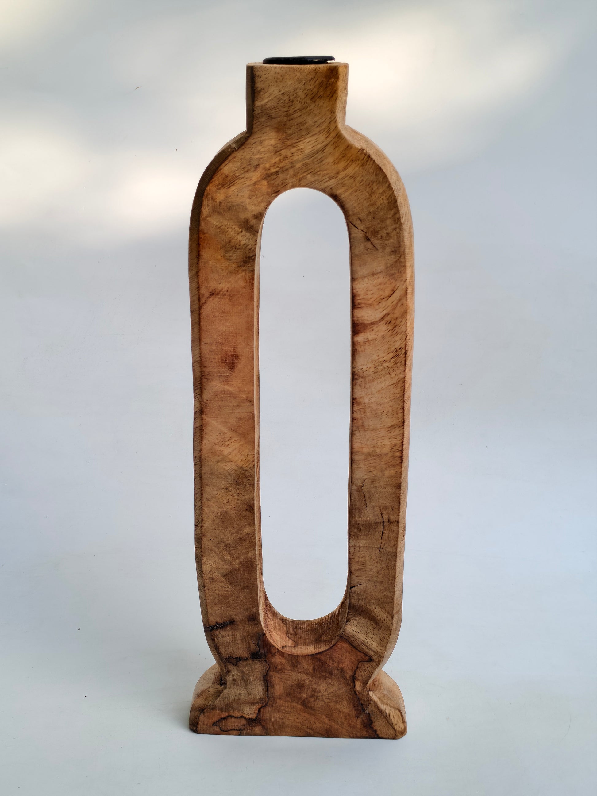 Abstract Hand-Carved Wooden Bud Vase