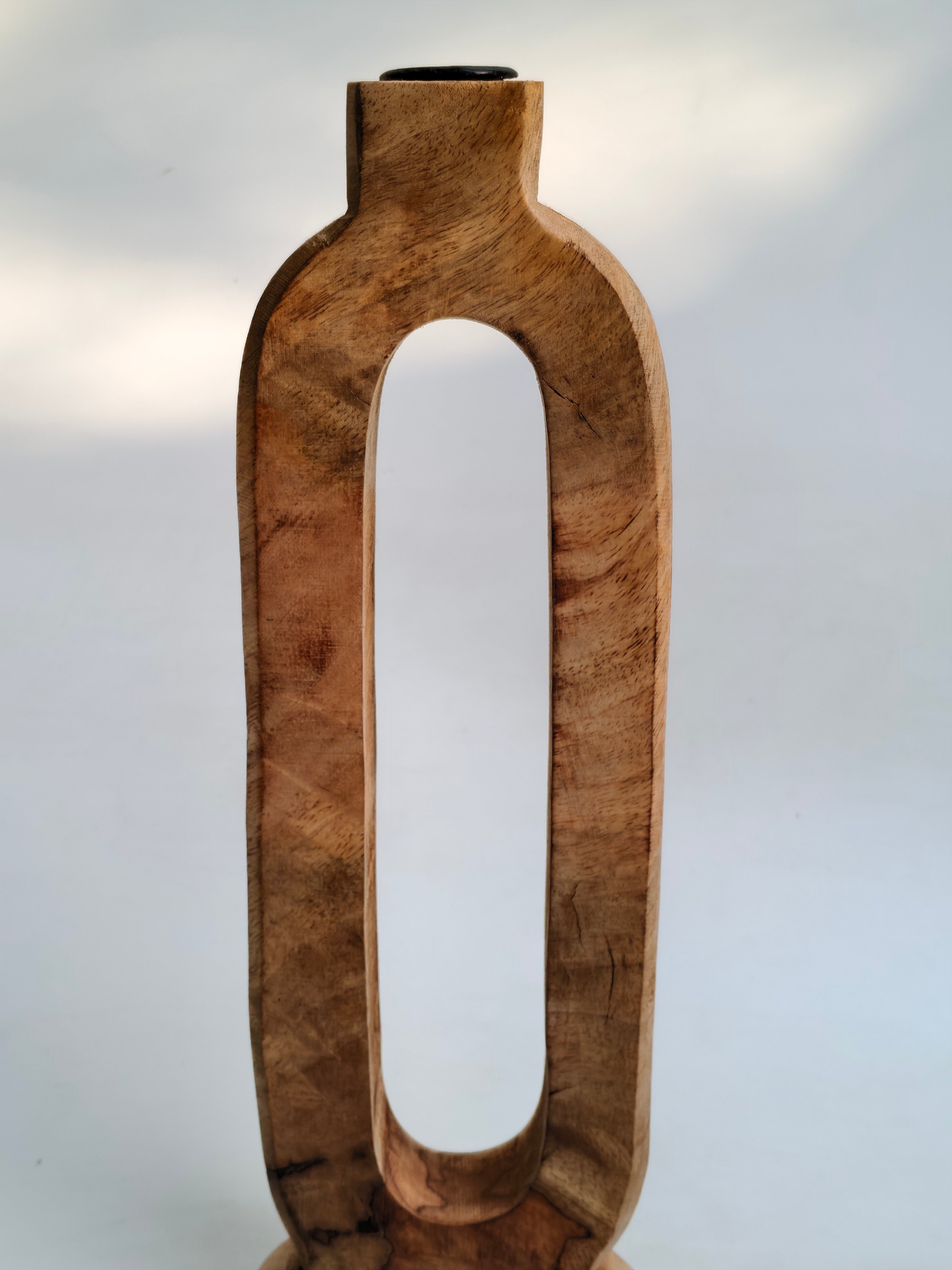 Abstract Hand-Carved Wooden candle stand