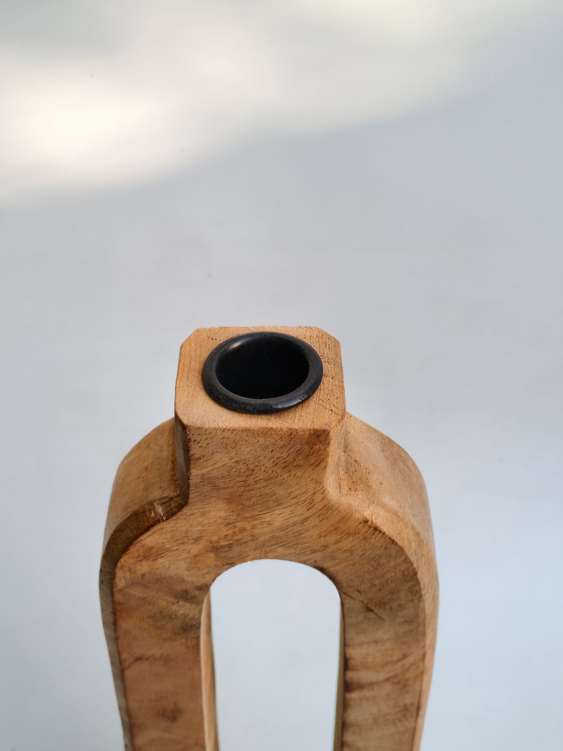 Abstract Hand-Carved Wooden Bud Vase
