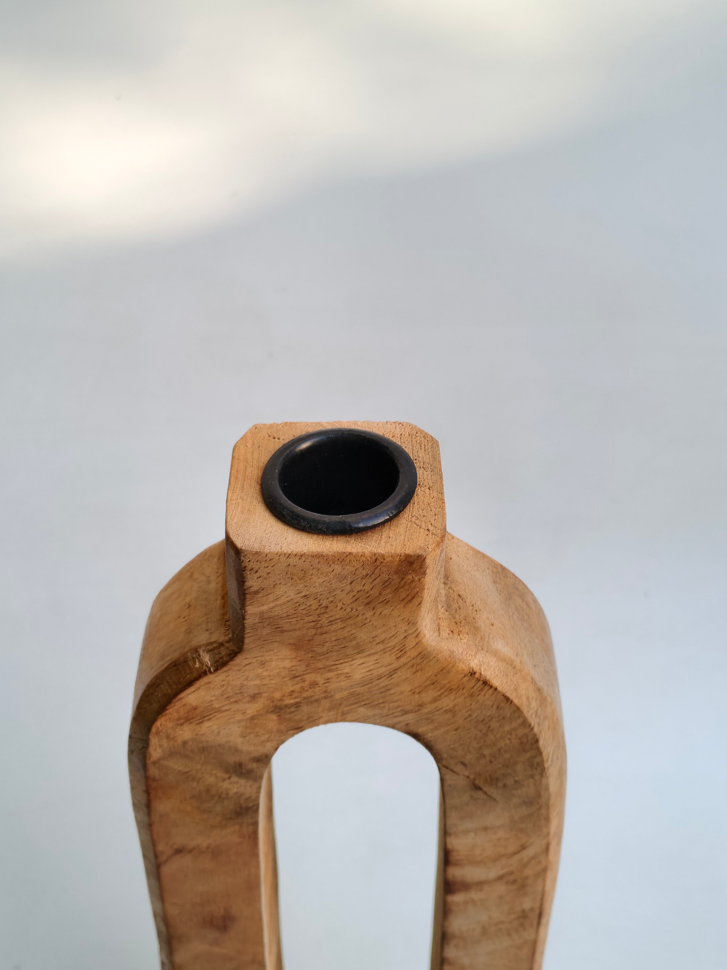 Abstract Hand-Carved Wooden candle stand