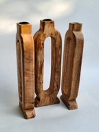 Abstract Hand-Carved Wooden candle stand